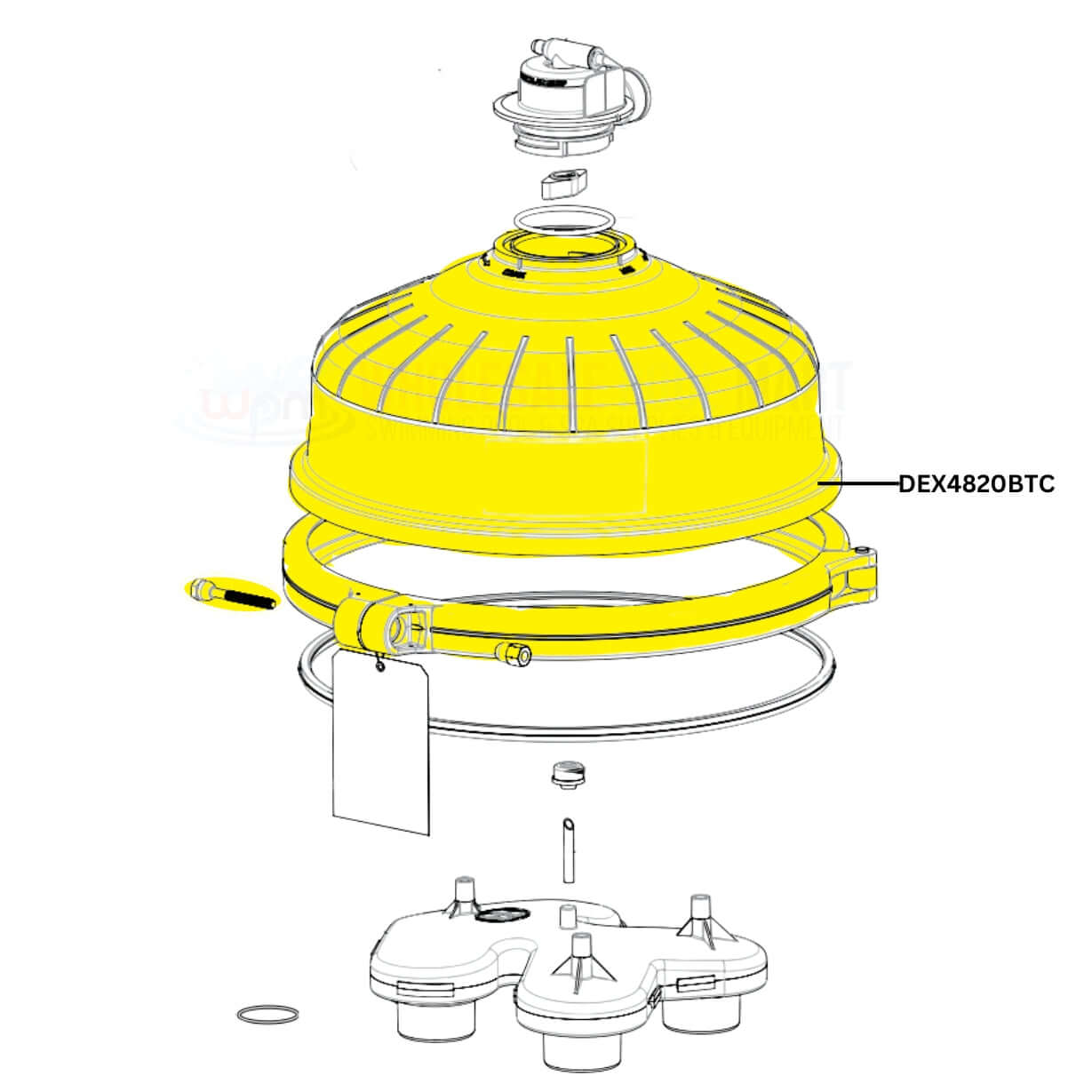 Hayward Filter Head DEX4820BTC with Clamp System from Wholesale Pool Mart WPM for pool filtration setup.