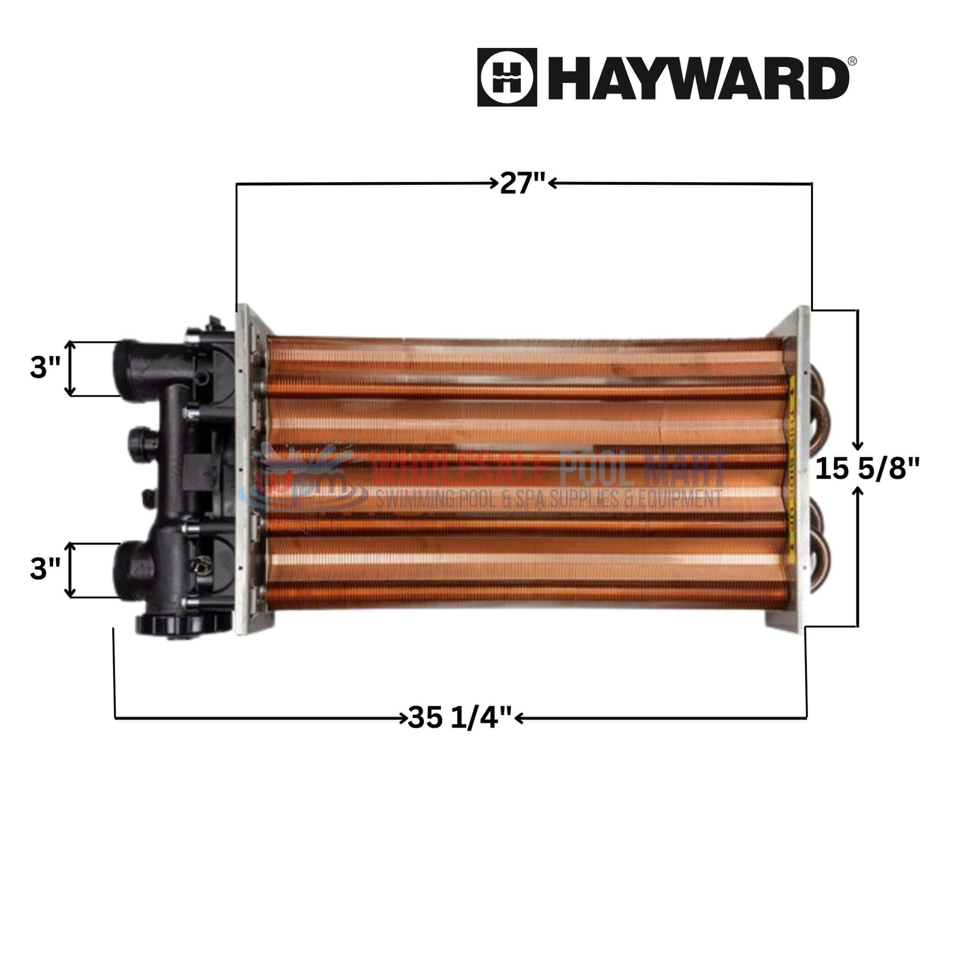 Hayward Heat Exchanger Assembly FDXLHXA1400 dimensions 27x35.25 inches for H400FD heaters from Wholesale Pool Mart WPM.