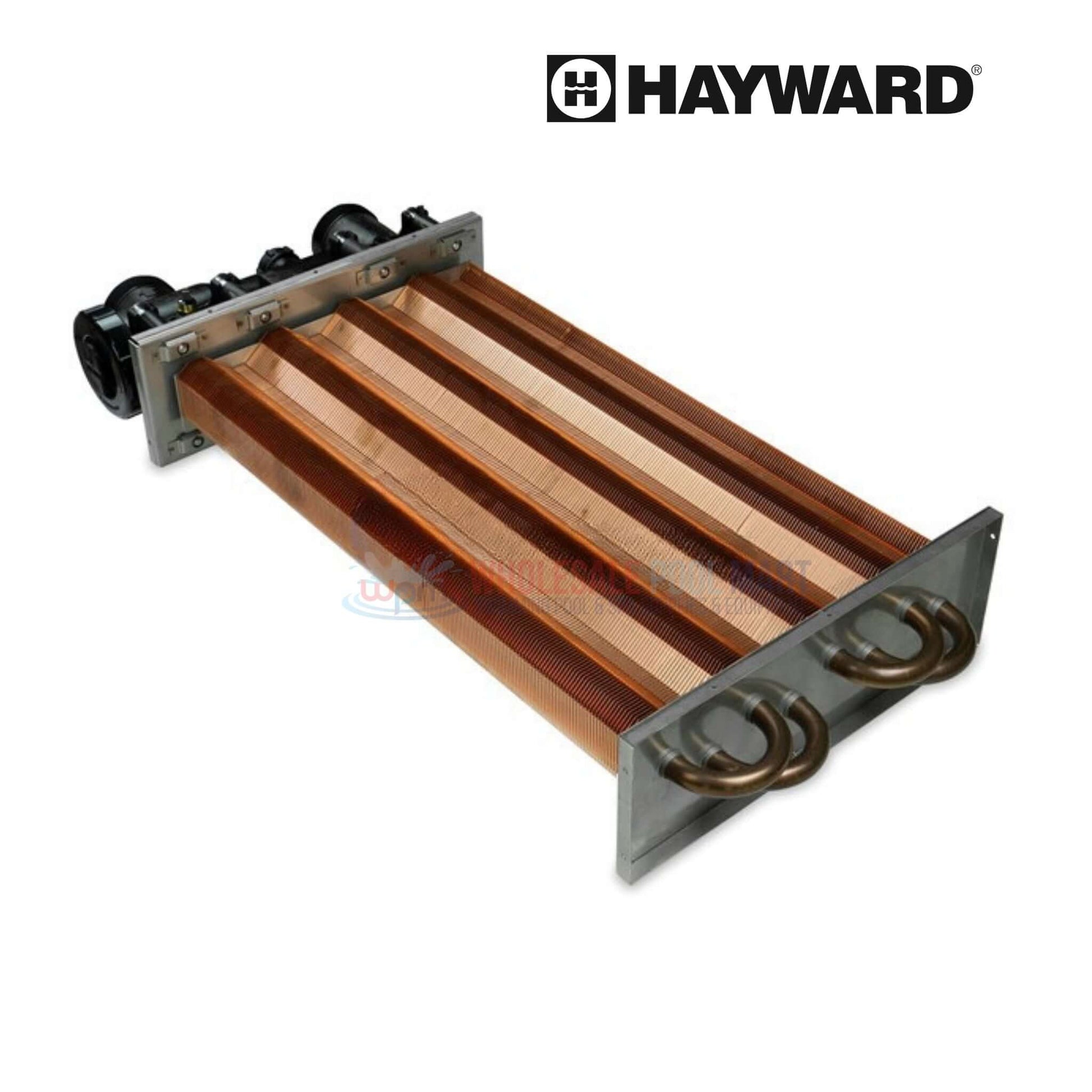 Hayward Heat Exchanger Assembly FDXLHXA1500 for H500FD heaters, from Wholesale Pool Mart WPM, ensures efficient heat transfer.