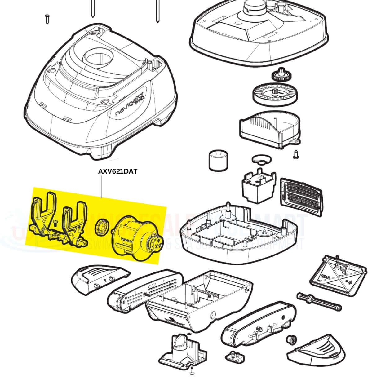 Hayward AXV621DAT components diagram for Universal A-Frame and Turbine Kit by Wholesale Pool Mart WPM.