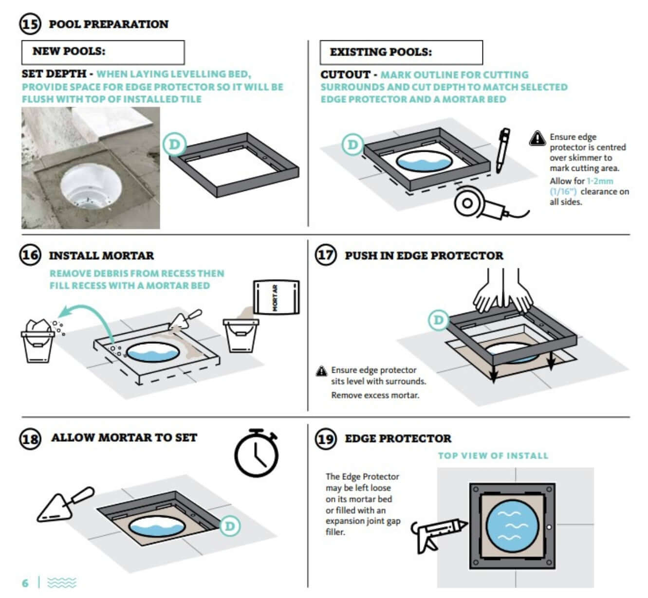 Installation guide for Hide Skimmer Cover Lid Replacement; steps for new and existing pool setups by Wholesale Pool Mart WPM.