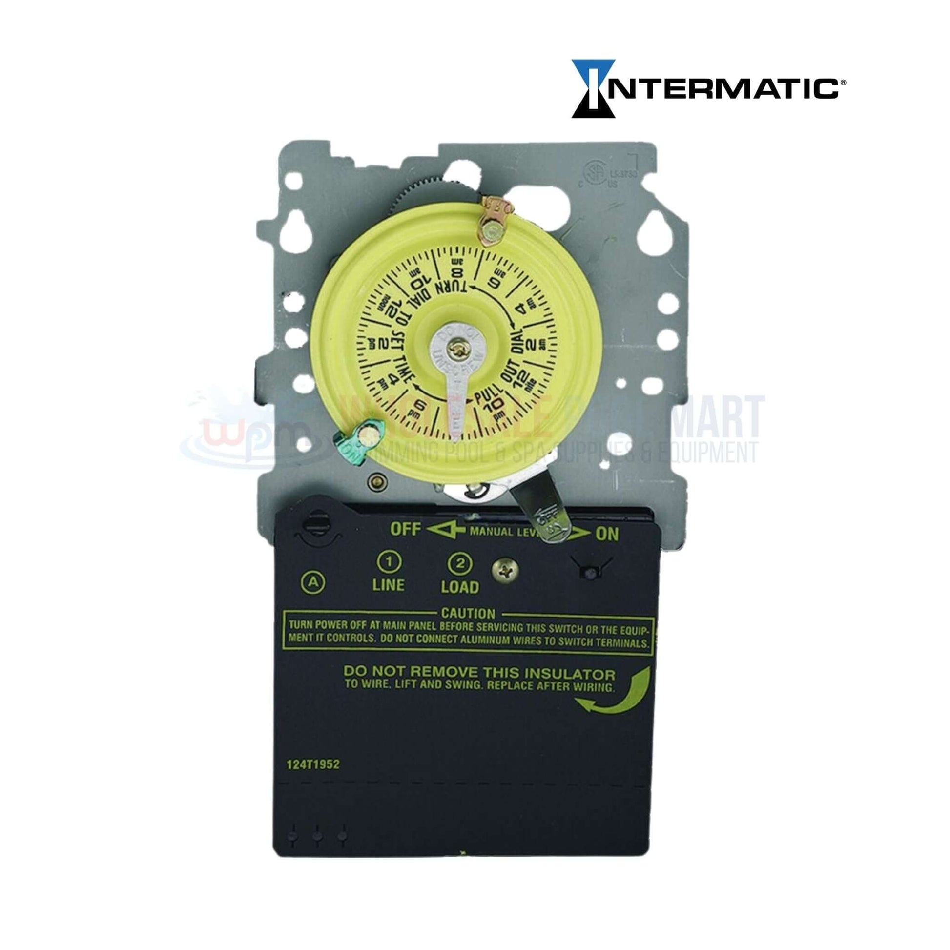 Intermatic T101M 24-hour mechanical time switch mechanism from Wholesale Pool Mart WPM, controls single electrical load.