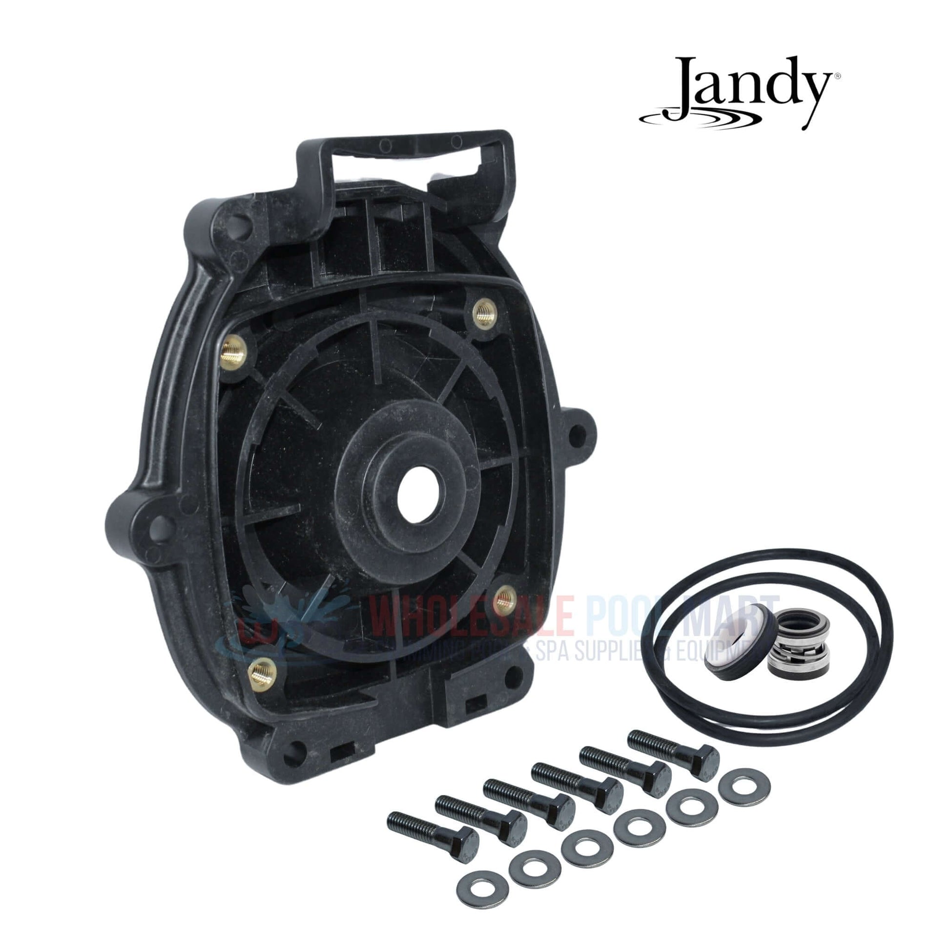 Jandy Backplate Kit for FloPro Pumps R0479500 from Wholesale Pool Mart WPM with seals and bolts for maintenance.