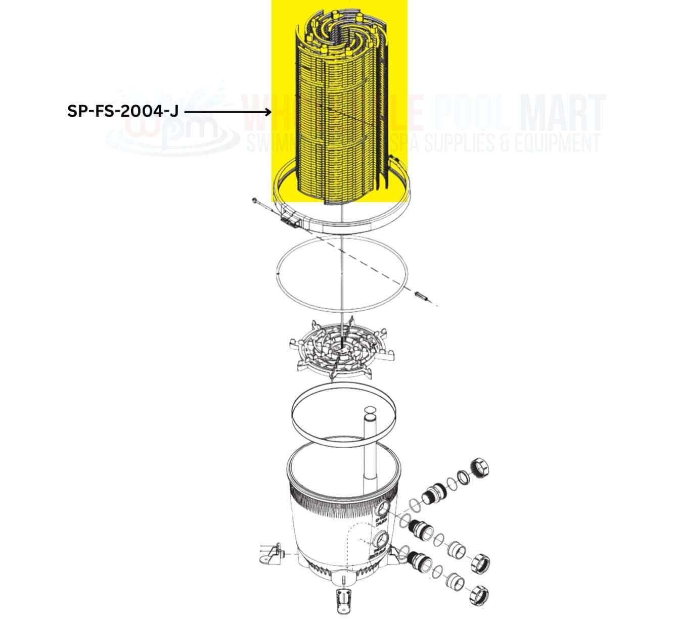 Diagram of Jandy DEV Series 48 sq. ft DE Filter Replacement Grids | 7 Large & 1 Partial | Wholesale Pool Mart WPM