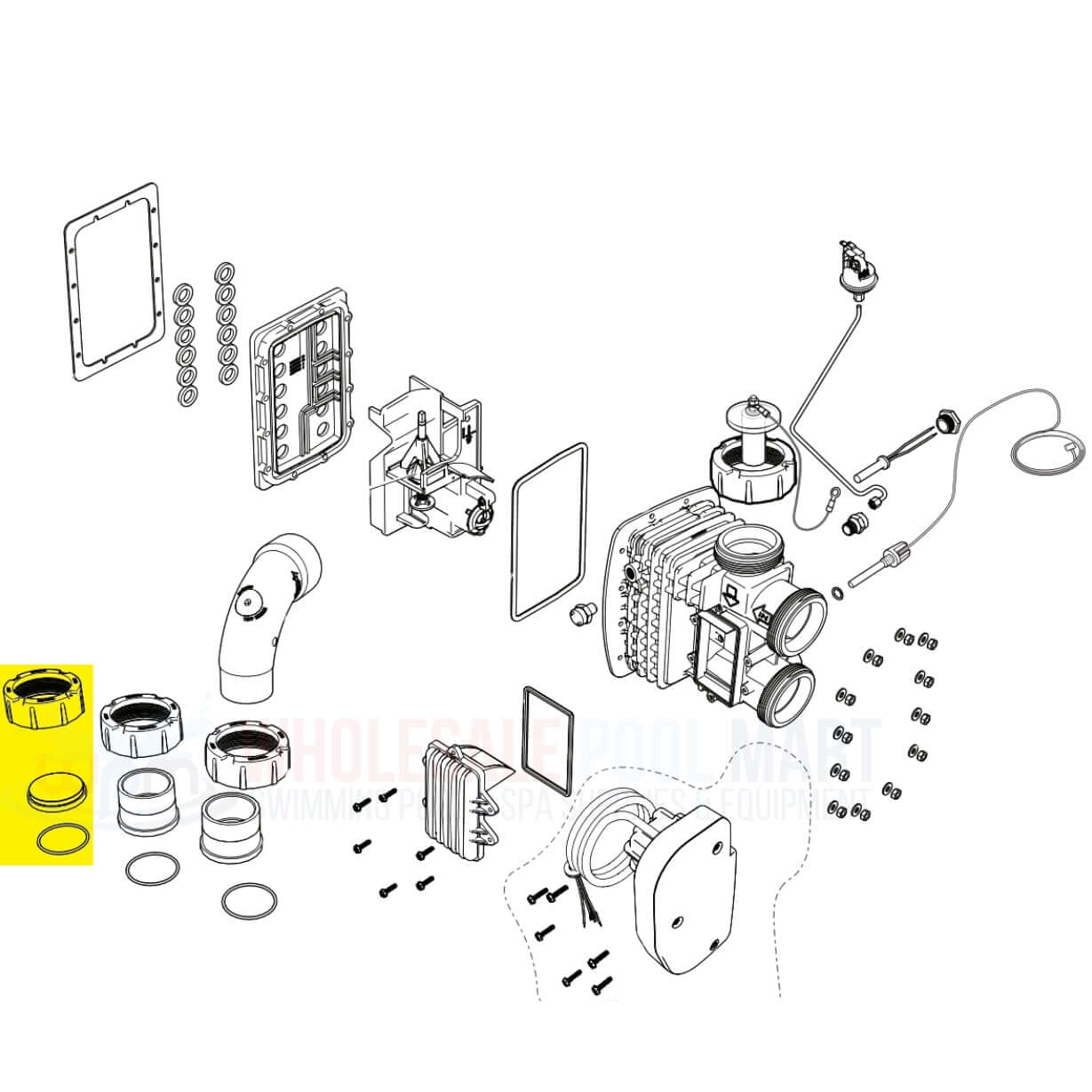 Jandy Drain Cap Assembly diagram with O-Ring for JXI Heaters | R0523000 from Wholesale Pool Mart WPM