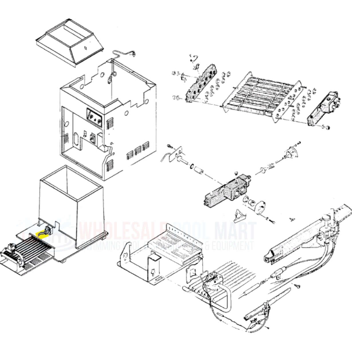 Exploded view diagram of Jandy Lite2 LD heater parts for OEM ignitor R0317200 from Wholesale Pool Mart WPM.