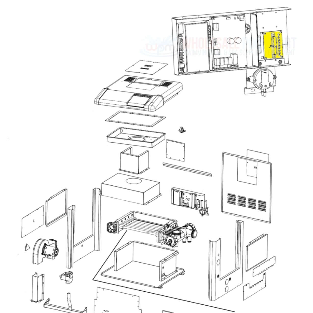 Jandy Power Distribution Board R0458100 parts diagram for LXi JXi heaters - Wholesale Pool Mart WPM