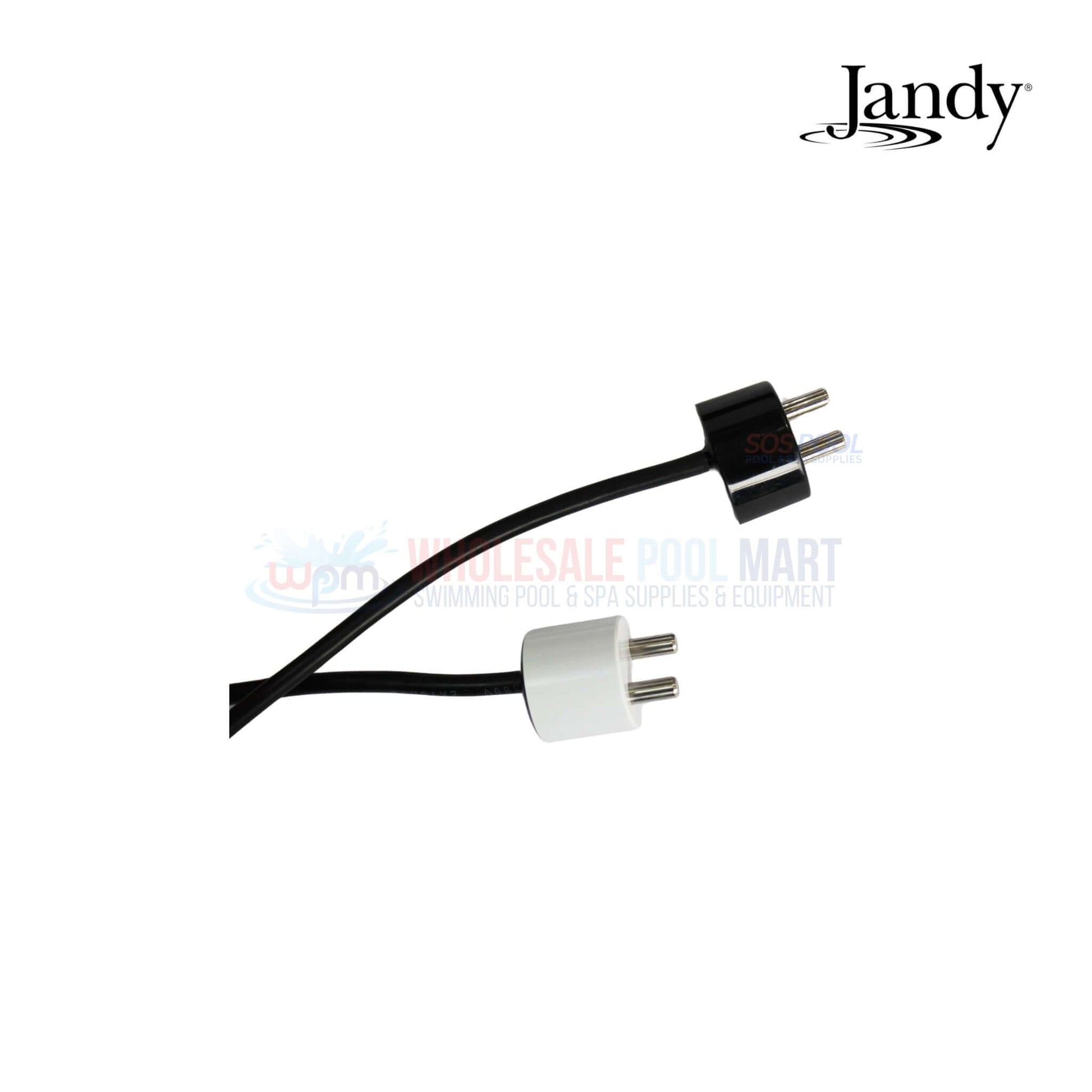 Jandy Pro Series Dual Style Sensor connectors; black and white plugs; Wholesale Pool Mart WPM branding on product.