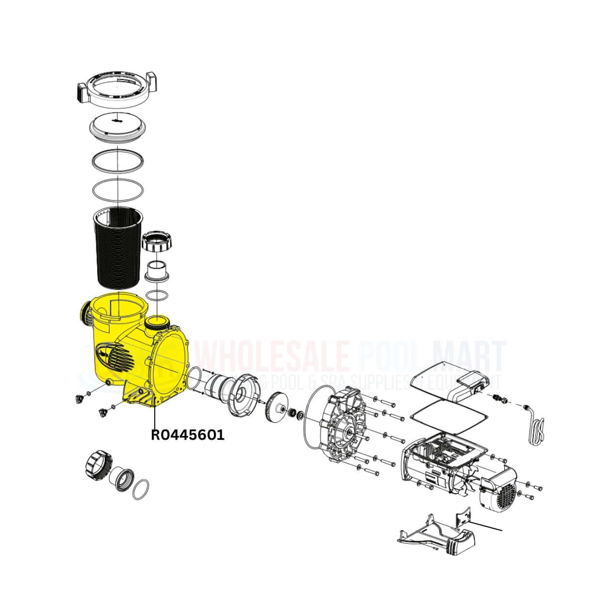 Jandy Pump Body R0445601 diagram for ePump and Stealth pumps from Wholesale Pool Mart WPM.