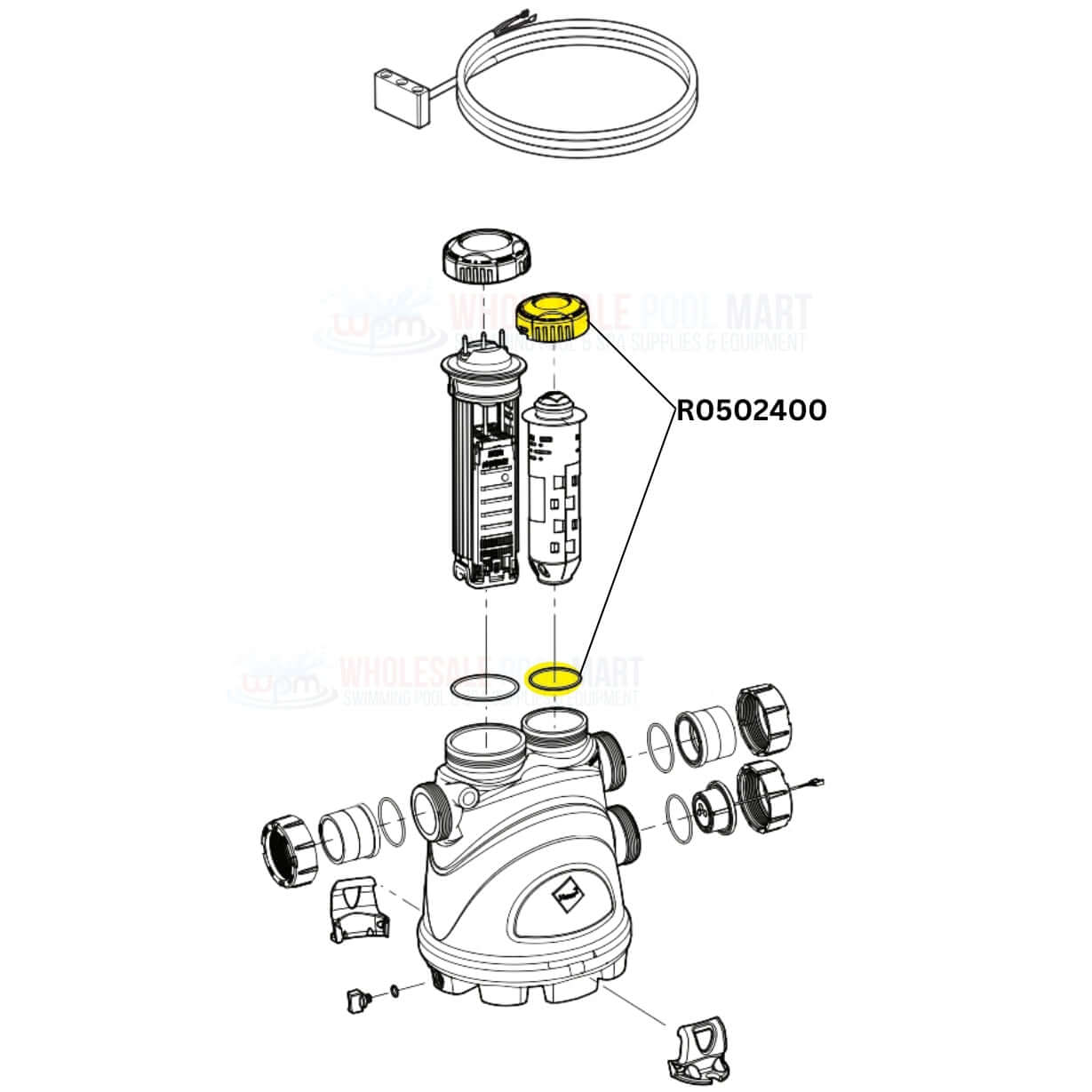 Diagram showing Jandy Small Collar with O-Ring R0502400 for Fusion Soft Salt Systems at Wholesale Pool Mart WPM.