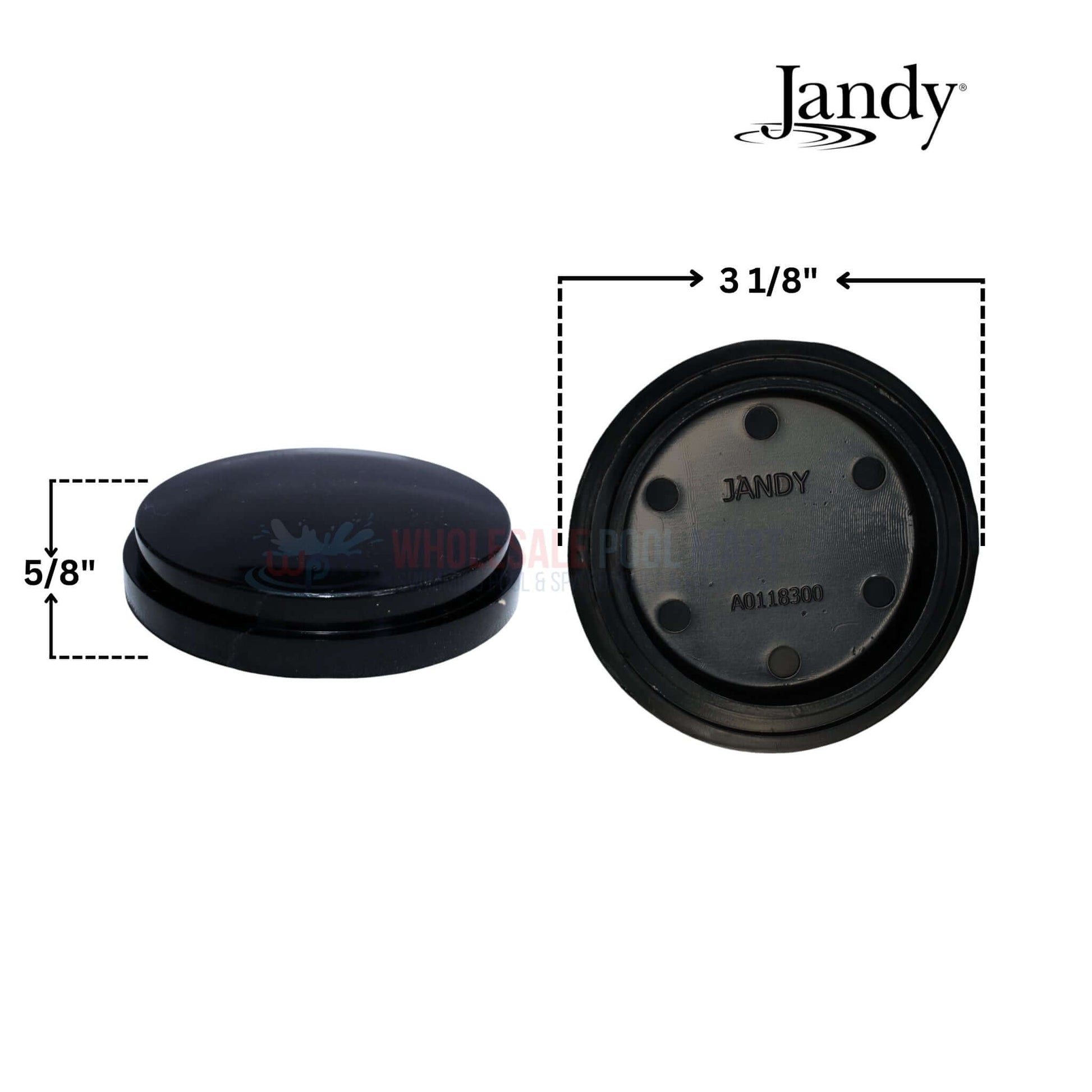 Jandy universal drain plug cap dimensions 3 1/8" x 5/8" for DEV DEL filters | Wholesale Pool Mart WPM