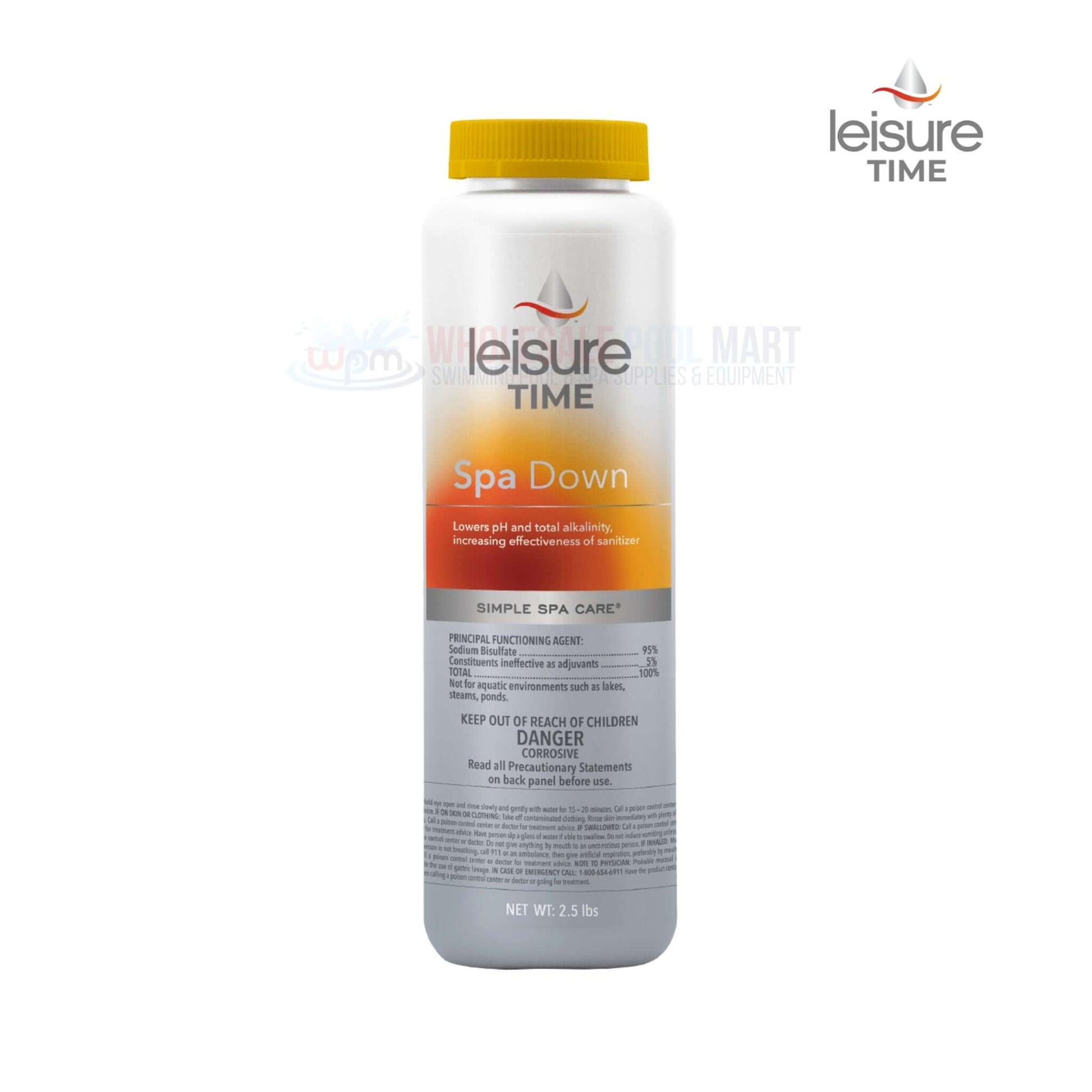 Leisure Time Spa Down 2.5 lbs. reduces pH and alkalinity for spas. Available at Wholesale Pool Mart WPM.