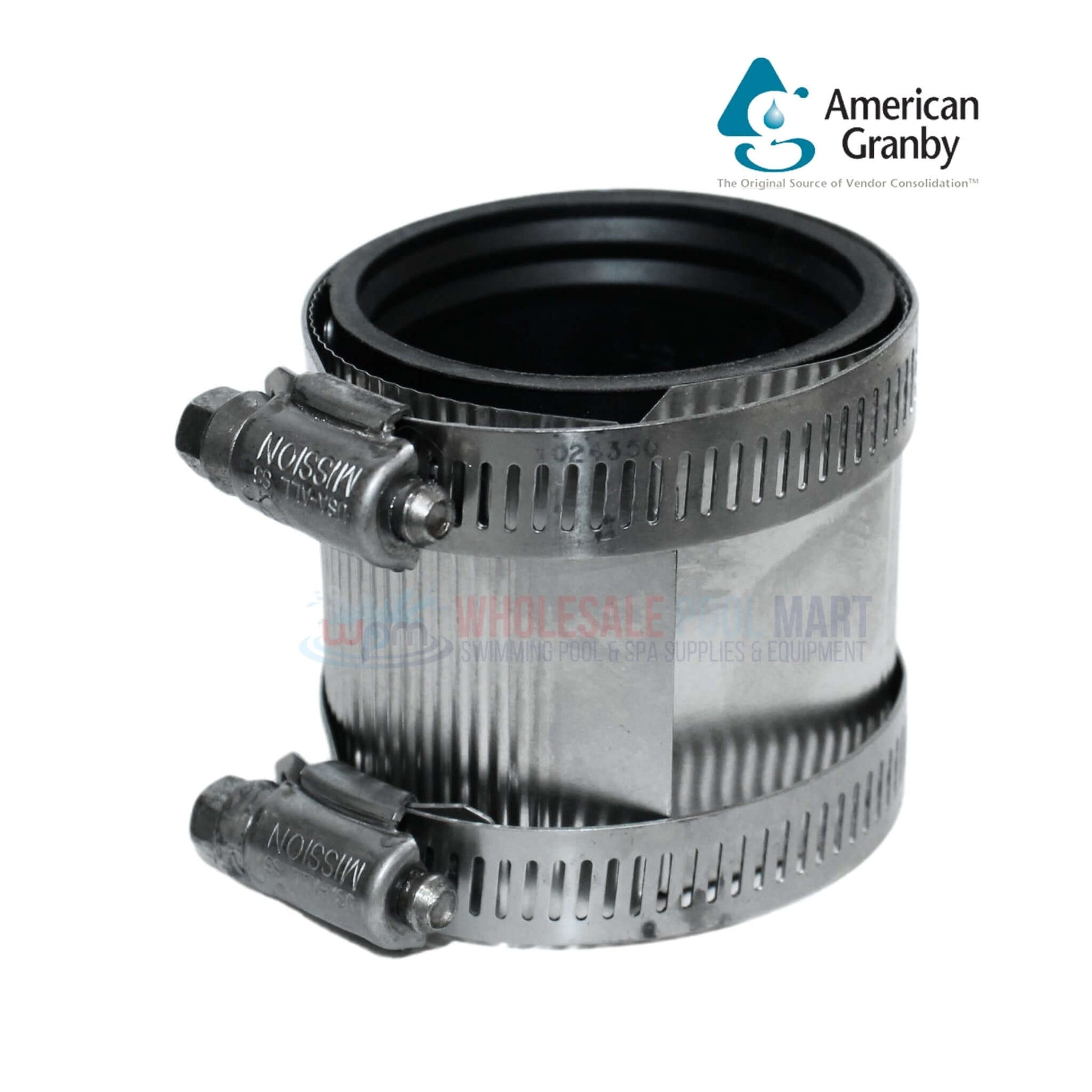 Mission Clamp No Hub Coupling 1.5" x 1.5" - Durable stainless steel for leak-proof plumbing | Wholesale Pool Mart WPM