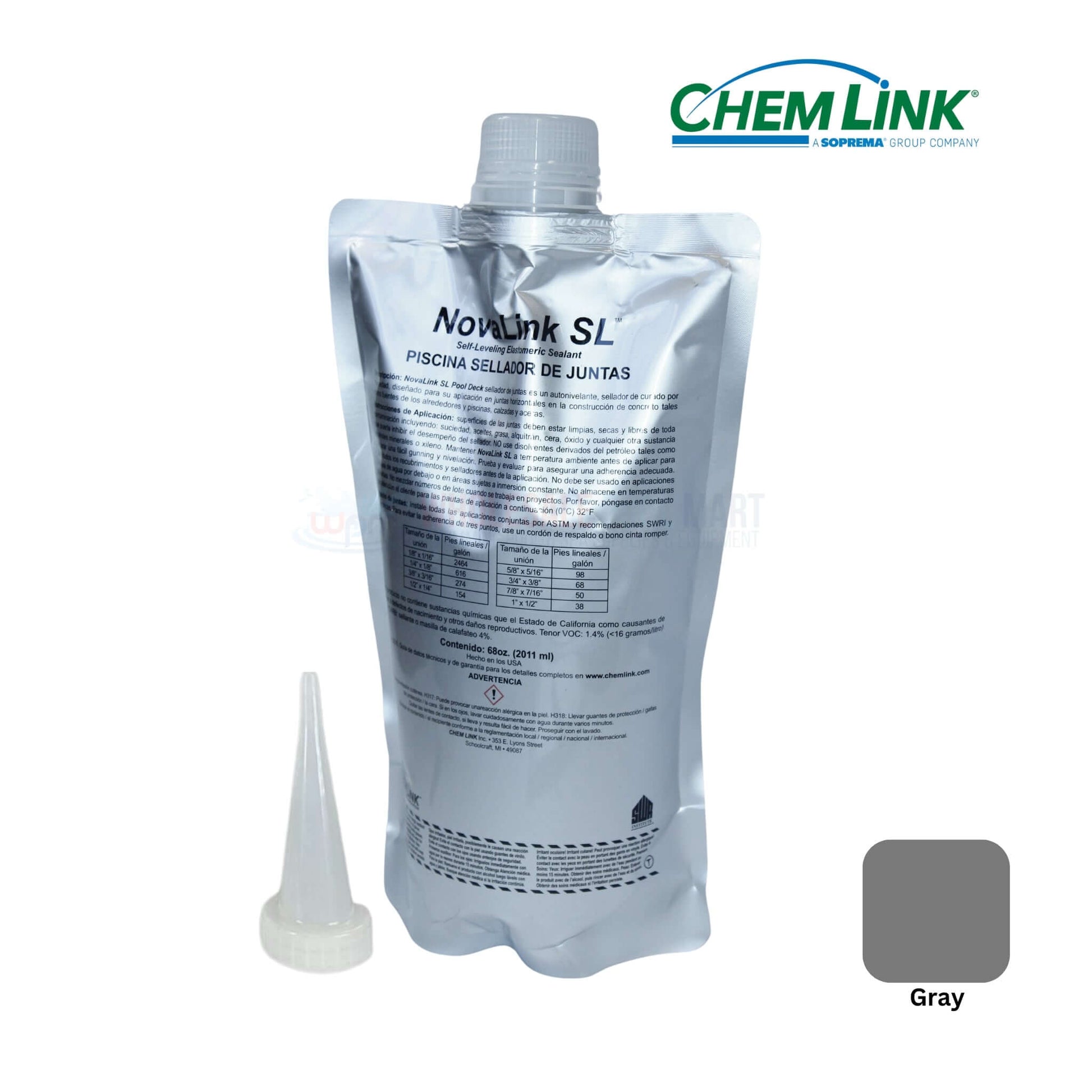 ChemLink NovaLink SL Pool Deck Joint Sealant Kit in gray with applicator, ideal for joints - F1239GR | Wholesale Pool Mart WPM