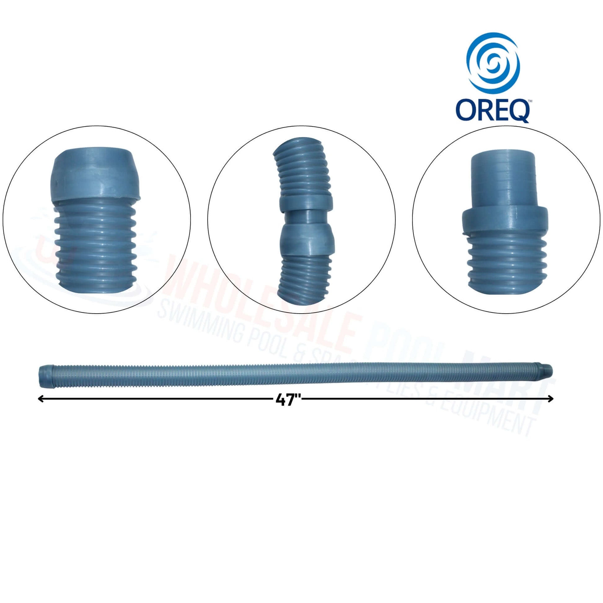 OREQ Sectional Connector Hose 4' blue for pool cleaners; universal and durable. Available at Wholesale Pool Mart WPM.