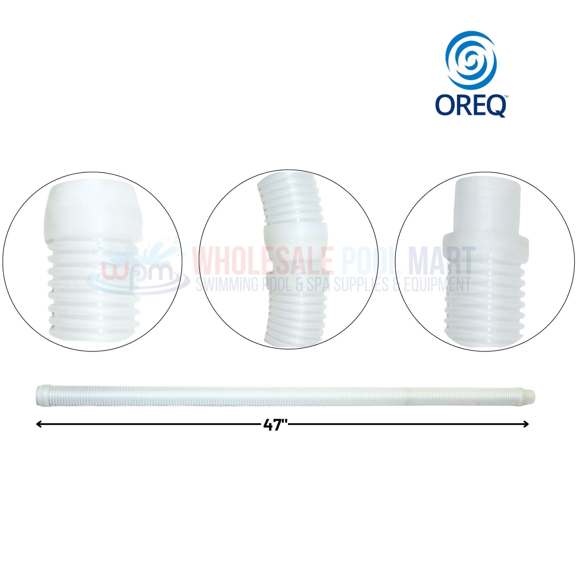 OREQ sectional connector hose for automatic pool cleaner, 4ft, universal replacement by Wholesale Pool Mart WPM.