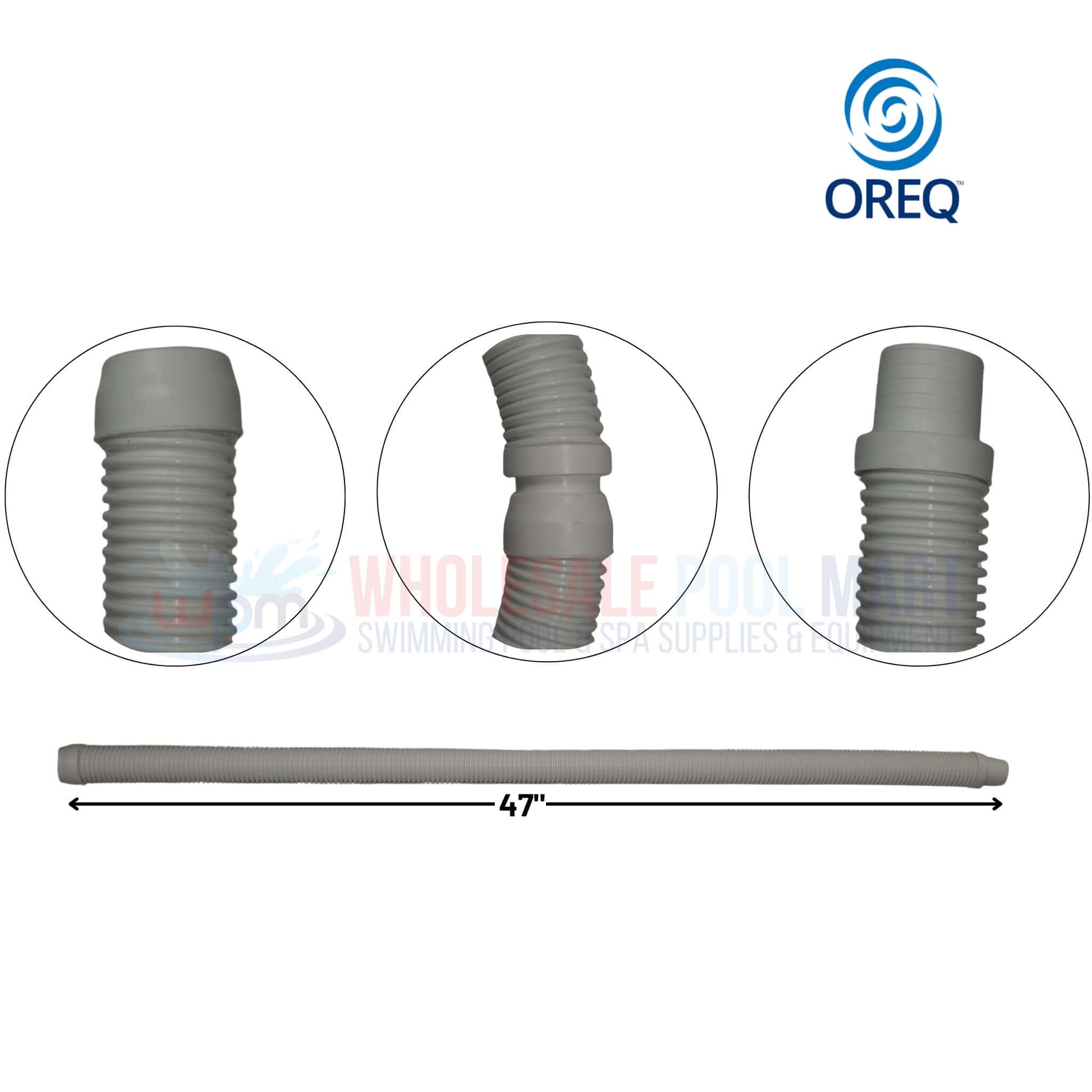 OREQ Sectional Connector Hose for Pool Cleaner Vacuum, 4' Ft, Forest Gray, Wholesale Pool Mart WPM