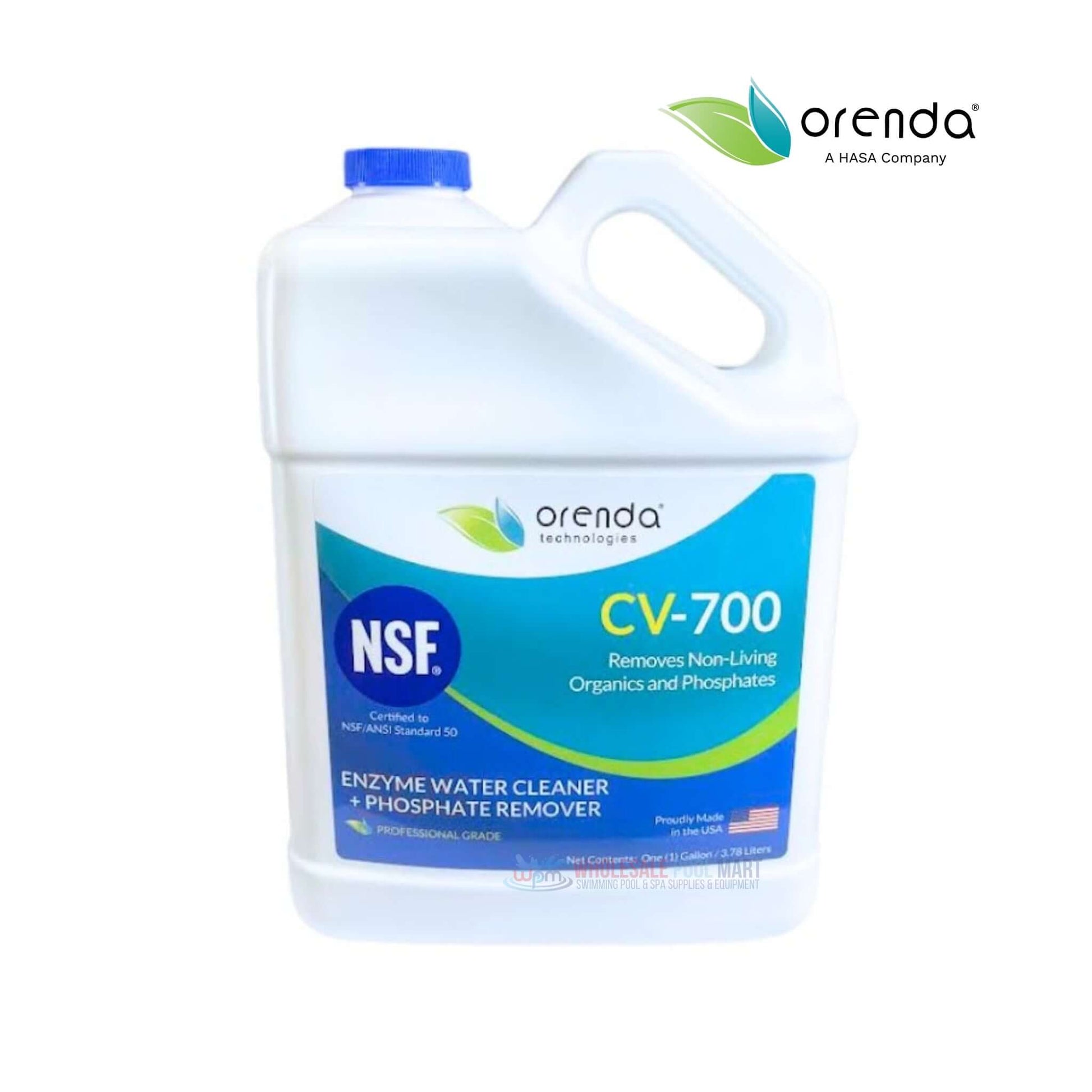 Orenda CV-700 Pool Enzyme Water Cleaner and Phosphate Remover from Wholesale Pool Mart, 1 gallon, NSF certified.
