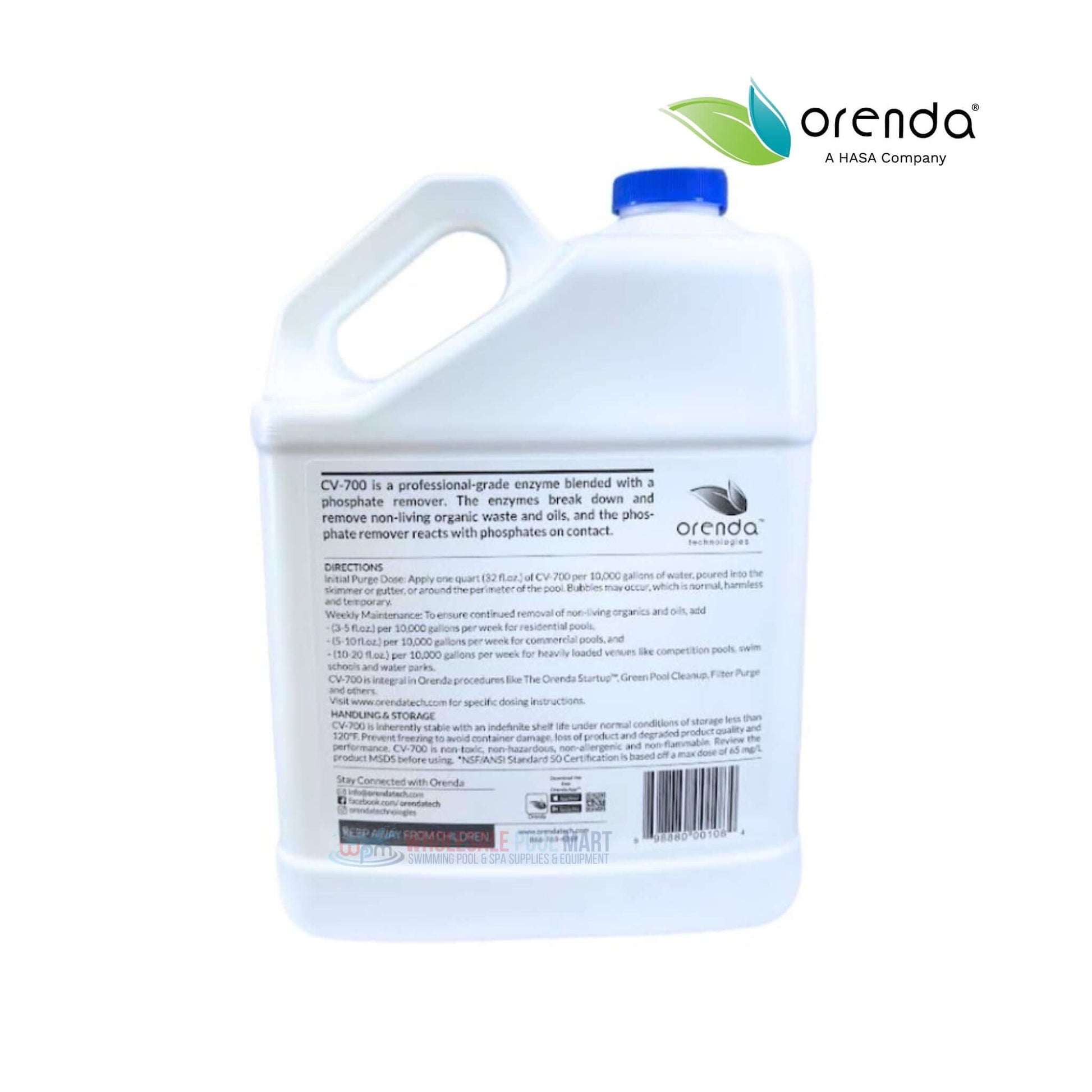 Orenda CV-700 Pool Enzyme Water Cleaner, 1 GAL, phosphate remover from Wholesale Pool Mart WPM