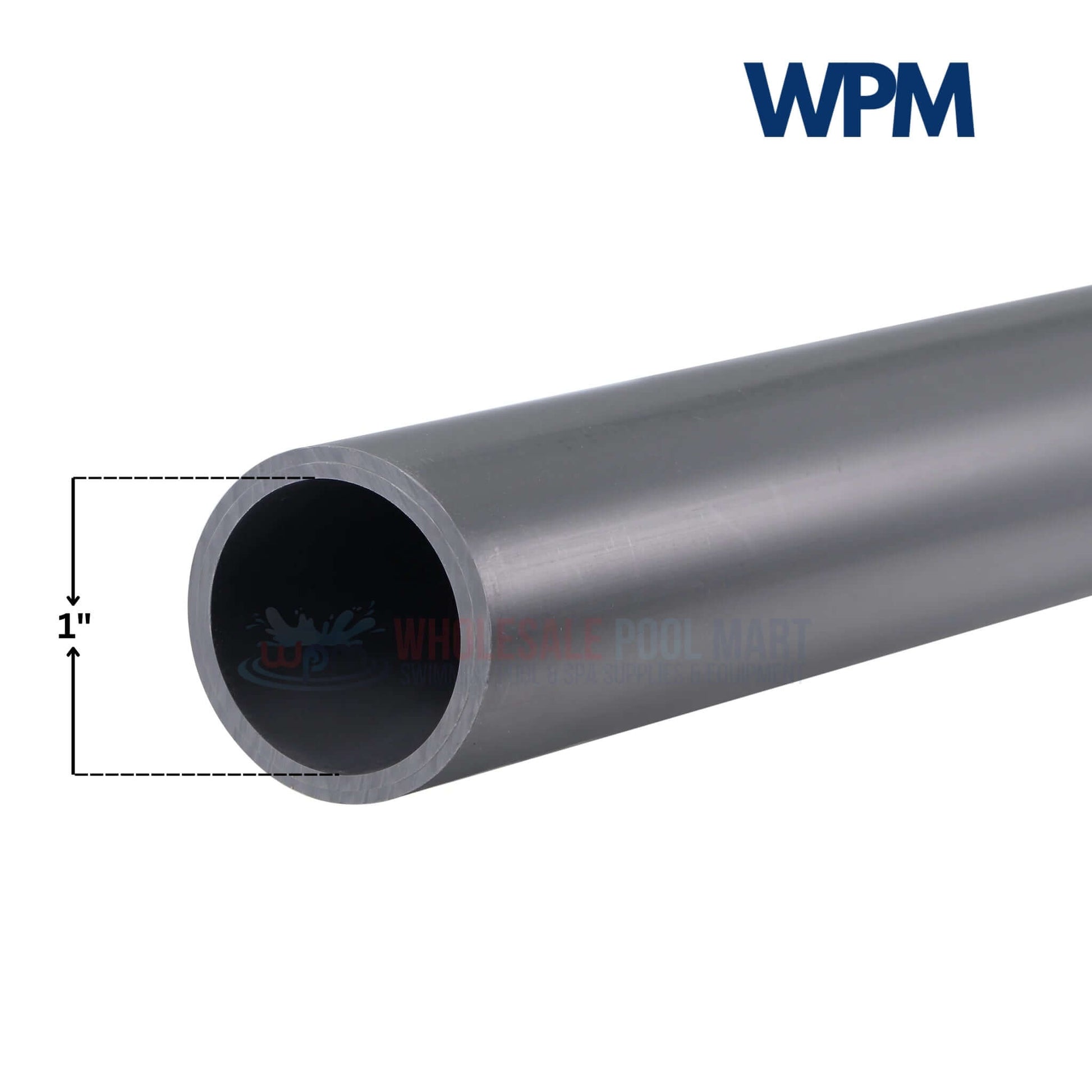 Schedule 80 gray PVC electrical conduit pipe, 1 inch diameter by Wholesale Pool Mart WPM.