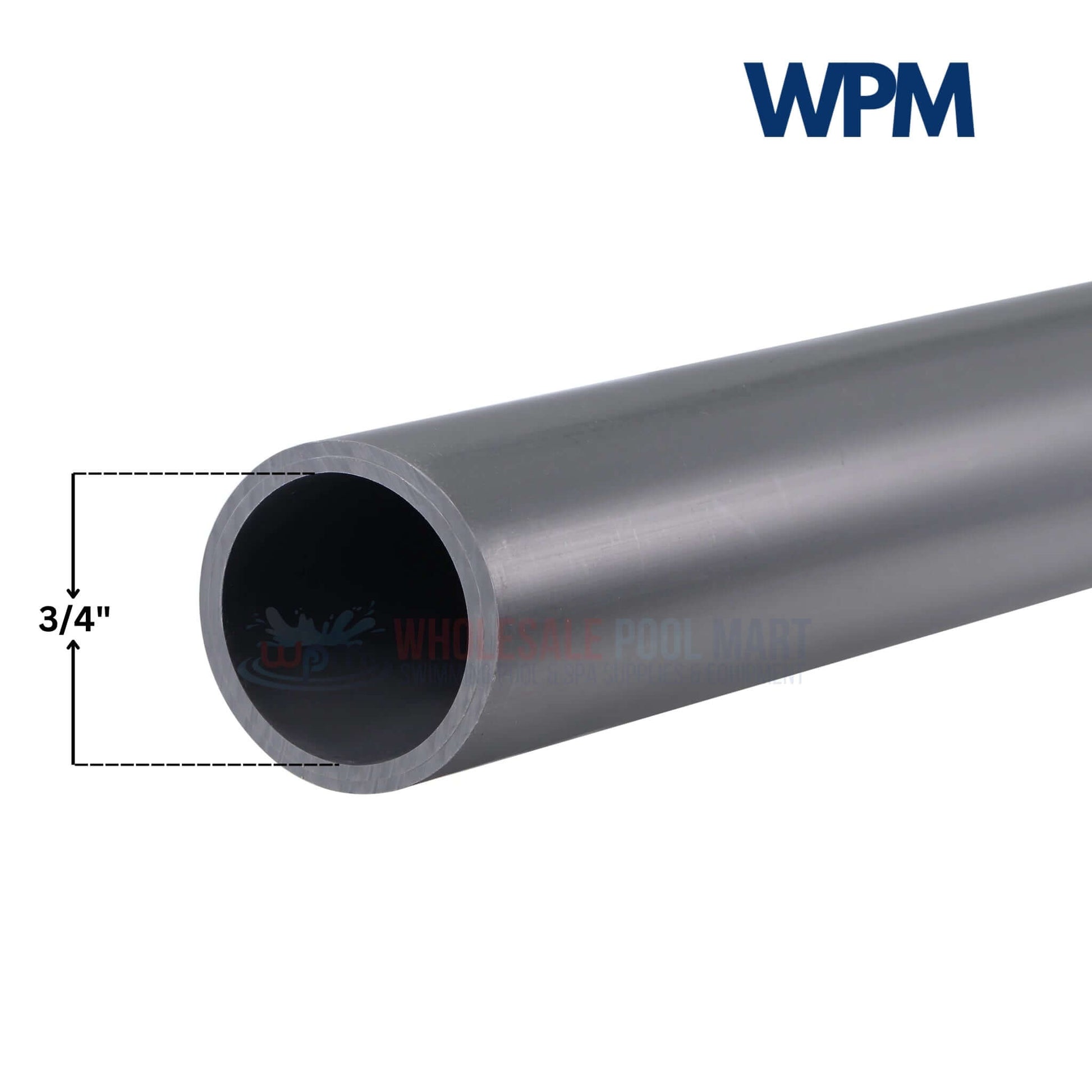 Gray Schedule 80 PVC Electrical Conduit Pipe 3/4" from Wholesale Pool Mart WPM, ideal for high-strength applications.