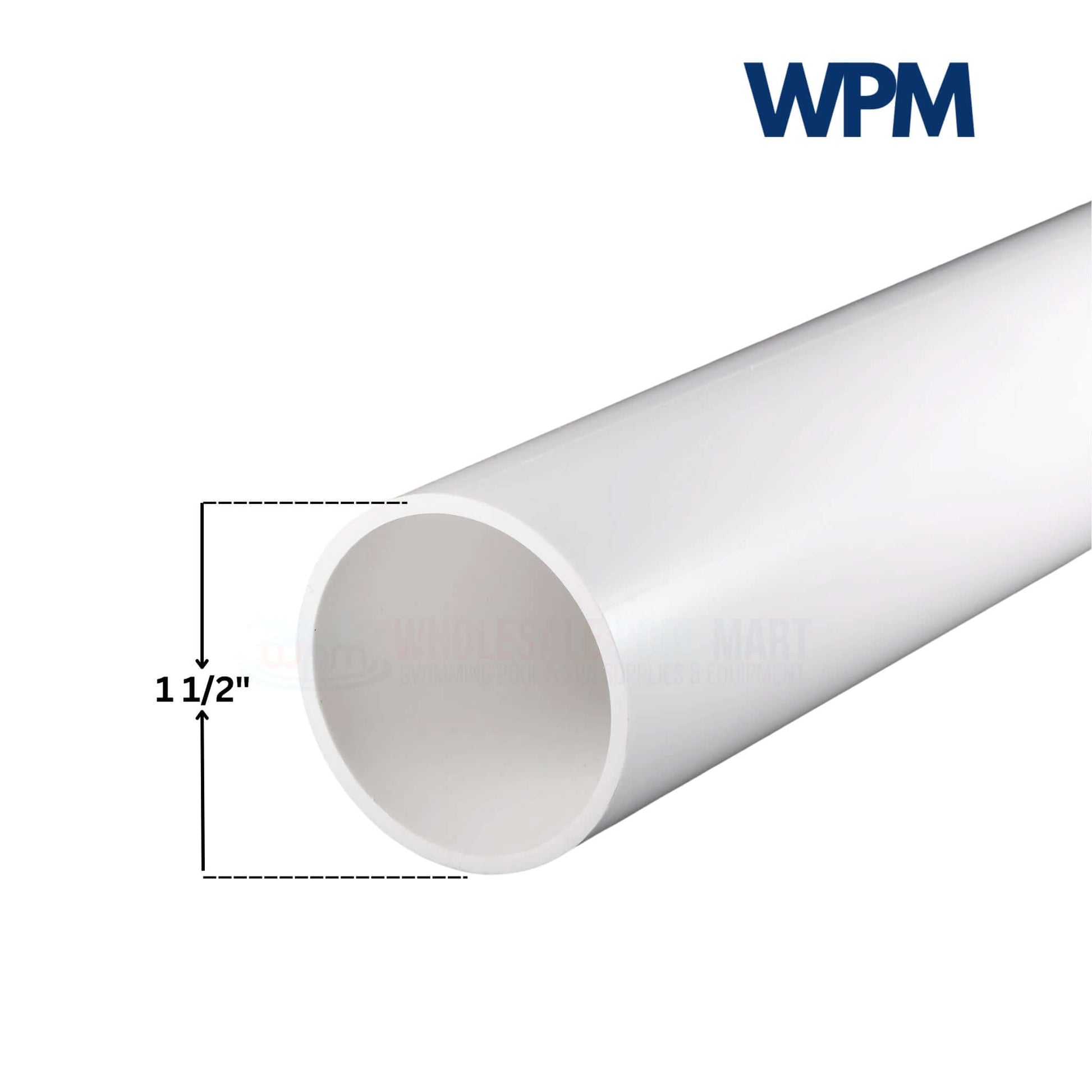 Schedule 40 PVC Pipe 1-1/2 inch diameter, white, for plumbing at Wholesale Pool Mart WPM.