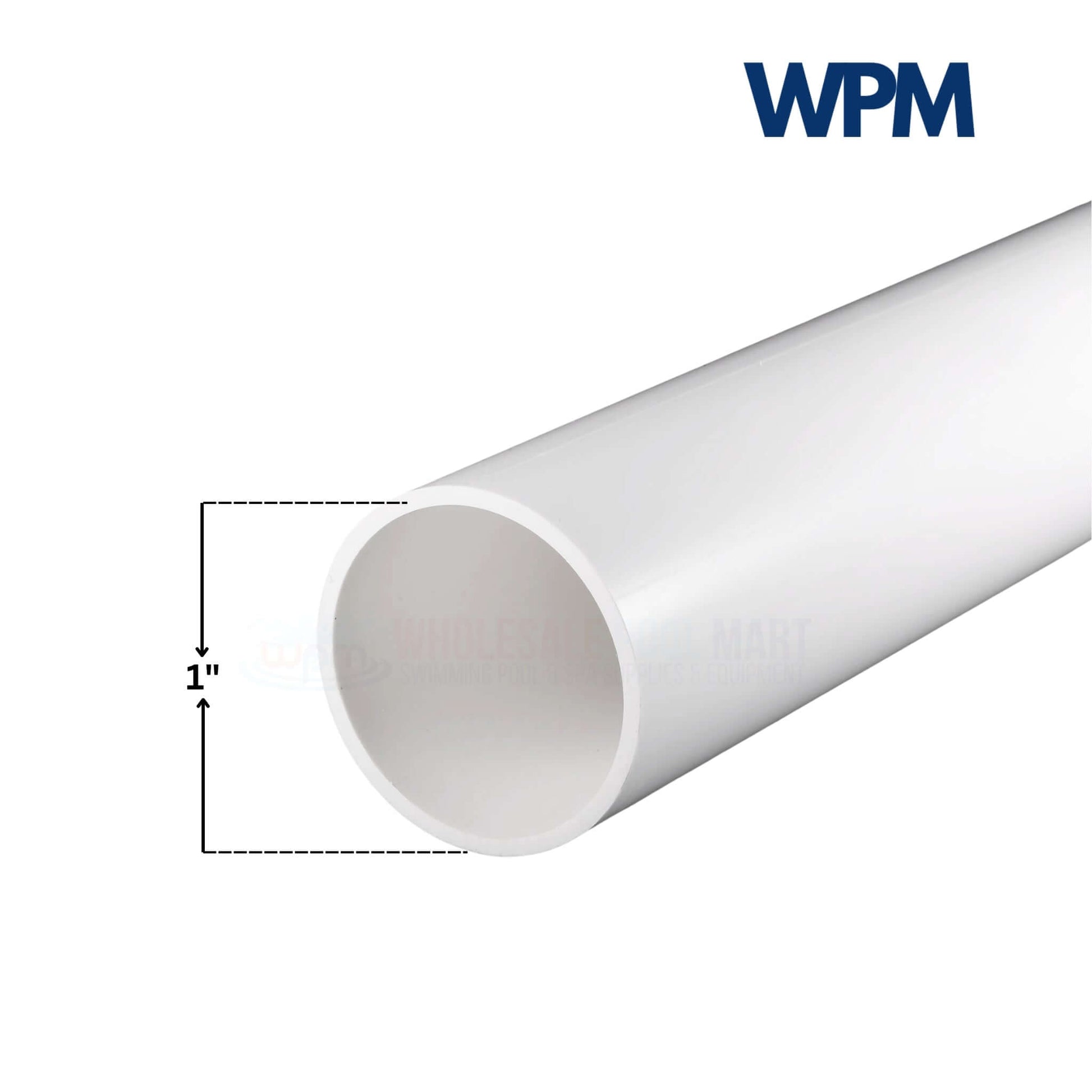 Schedule 40 PVC Pipe 1-inch diameter in white, durable for plumbing and irrigation by Wholesale Pool Mart WPM.