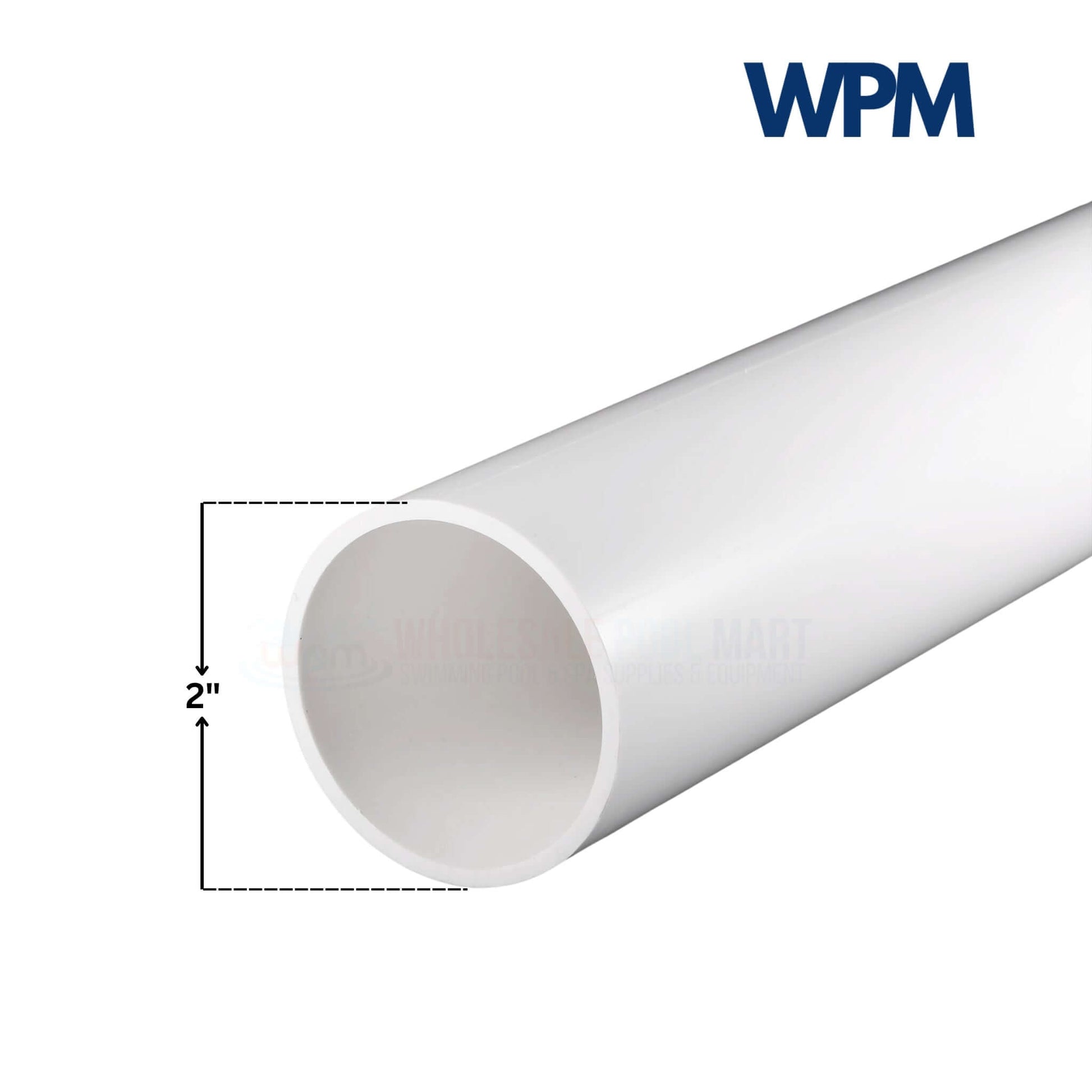 PVC Pipe 2 inch Schedule 40 white from Wholesale Pool Mart WPM for plumbing and irrigation applications.