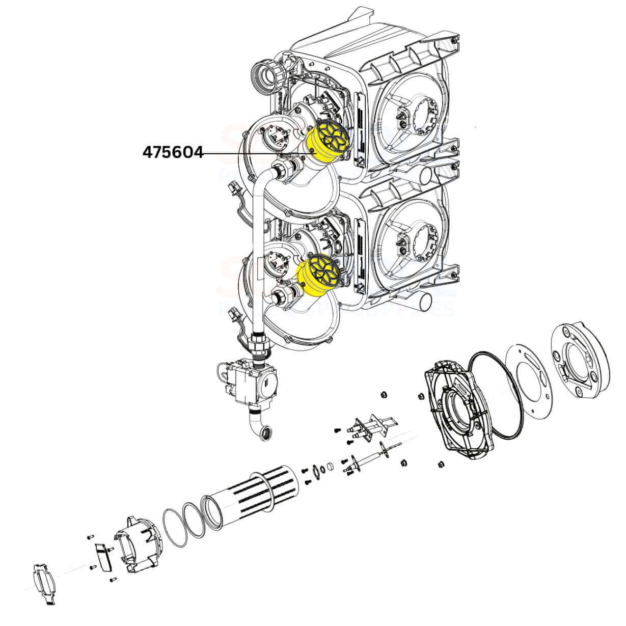 Pentair Air Orifice 475604 diagram for ETI 400 Heaters | Wholesale Pool Mart WPM essential component