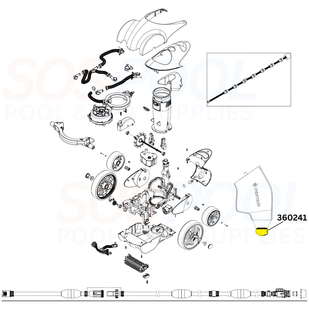 Pentair Debris Bag Collar Kit 360241 diagram for Racer Cleaners, available at Wholesale Pool Mart WPM.