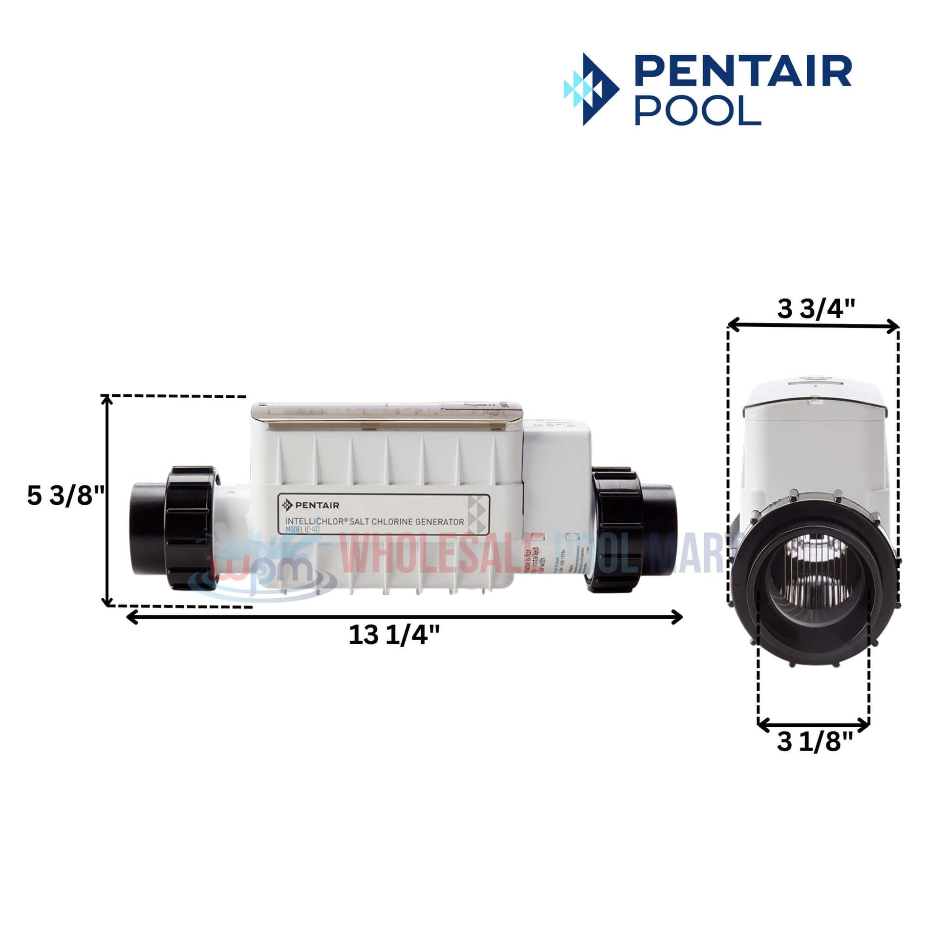 Pentair IntelliChlor IC40 Salt Chlorine Generator dimensions 5 3/8" x 13 1/4" | Wholesale Pool Mart WPM