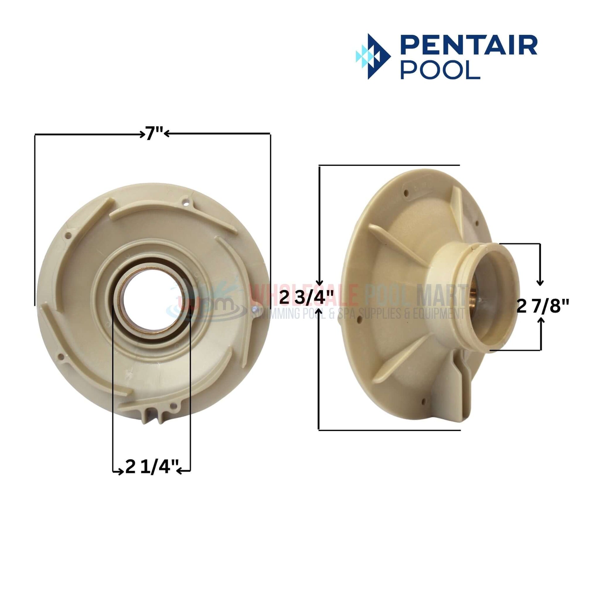 Pentair Sta-Rite Pool Pump Diffuser C1-271P1 dimensions 7" x 2 1/4" and 2 3/4" x 2 7/8" for wholesale Pool Mart WPM.