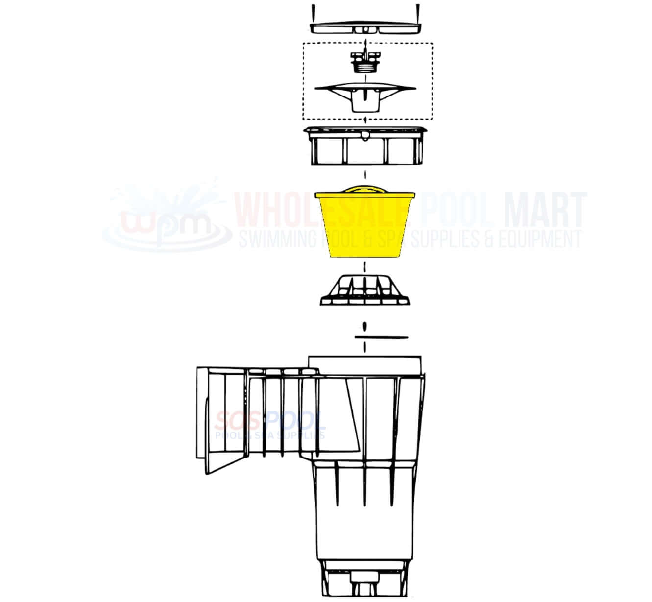 Pentair Admiral Floating Weir Skimmer Basket diagram for wholesale pool supplies at Wholesale Pool Mart WPM.