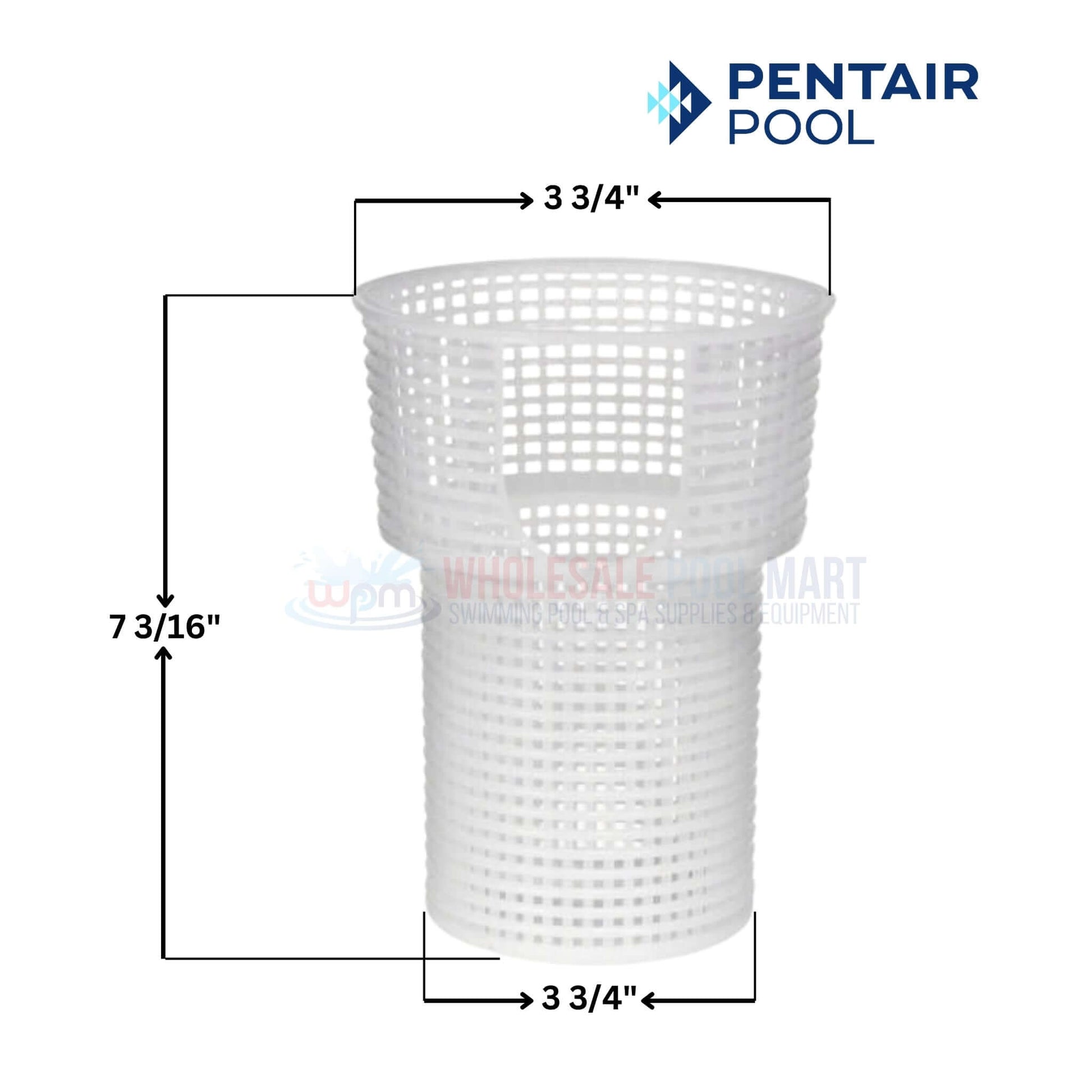 Pentair Basket 355667 for SuperMax, SuperFlo Pumps at Wholesale Pool Mart WPM, efficient debris trapping, 3 3/4" x 7 3/16" dimensions.