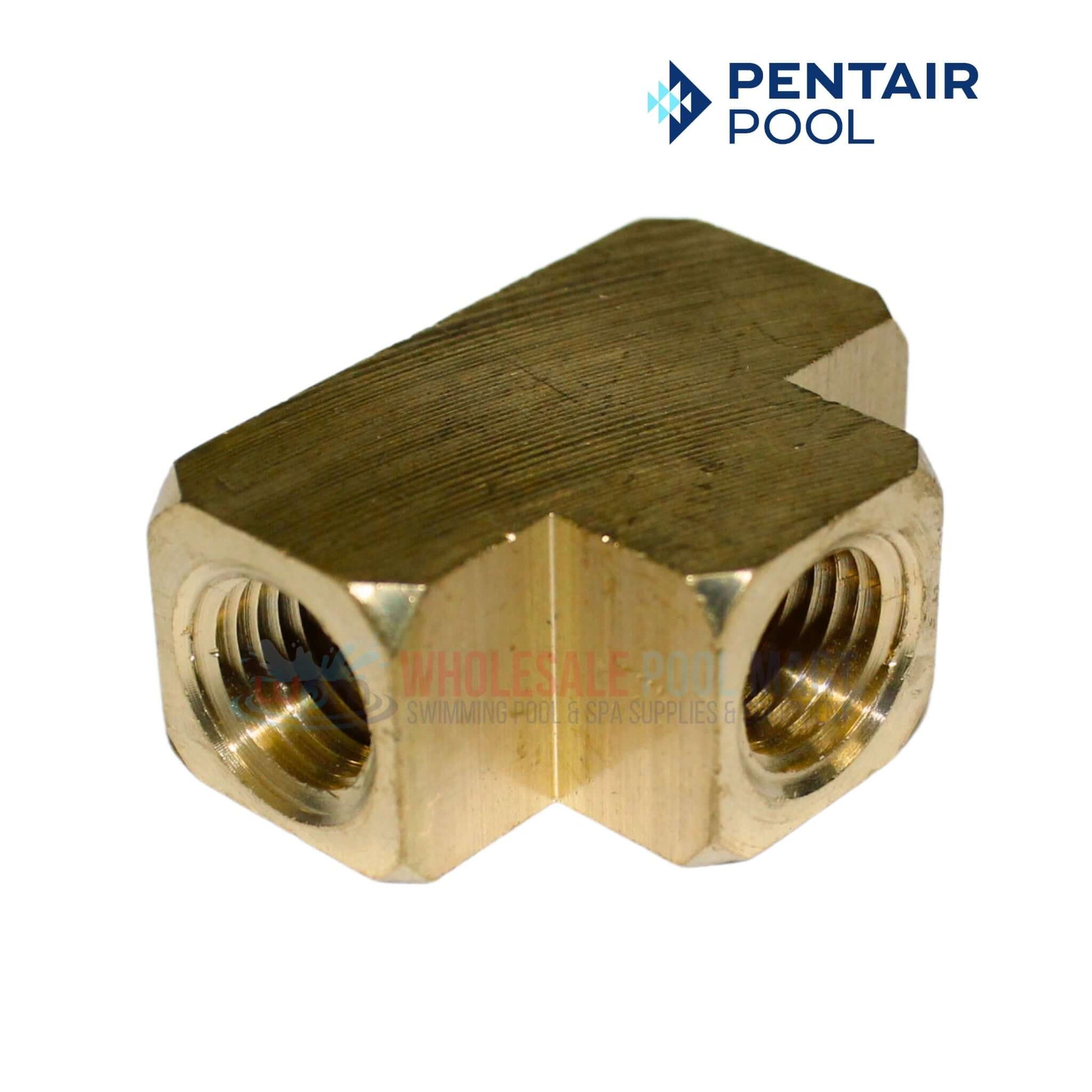 Pentair Brass Tee 71982 for Purex SMBW Filters at Wholesale Pool Mart WPM, durable 1/4-inch fitting, leak-resistant.