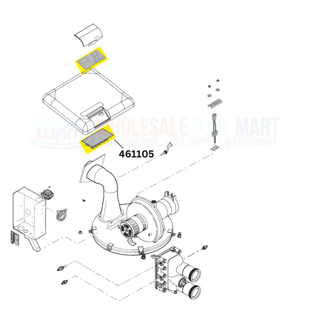Pentair Control Board diagram 461105 with parts for heater optimization from Wholesale Pool Mart WPM.