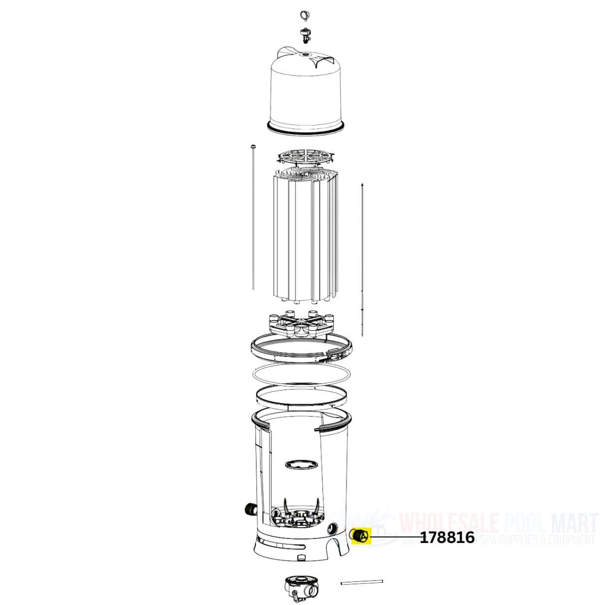 Pentair Drain Plug with O-Ring 178816 schematic for FullFloXF filters from Wholesale Pool Mart WPM.
