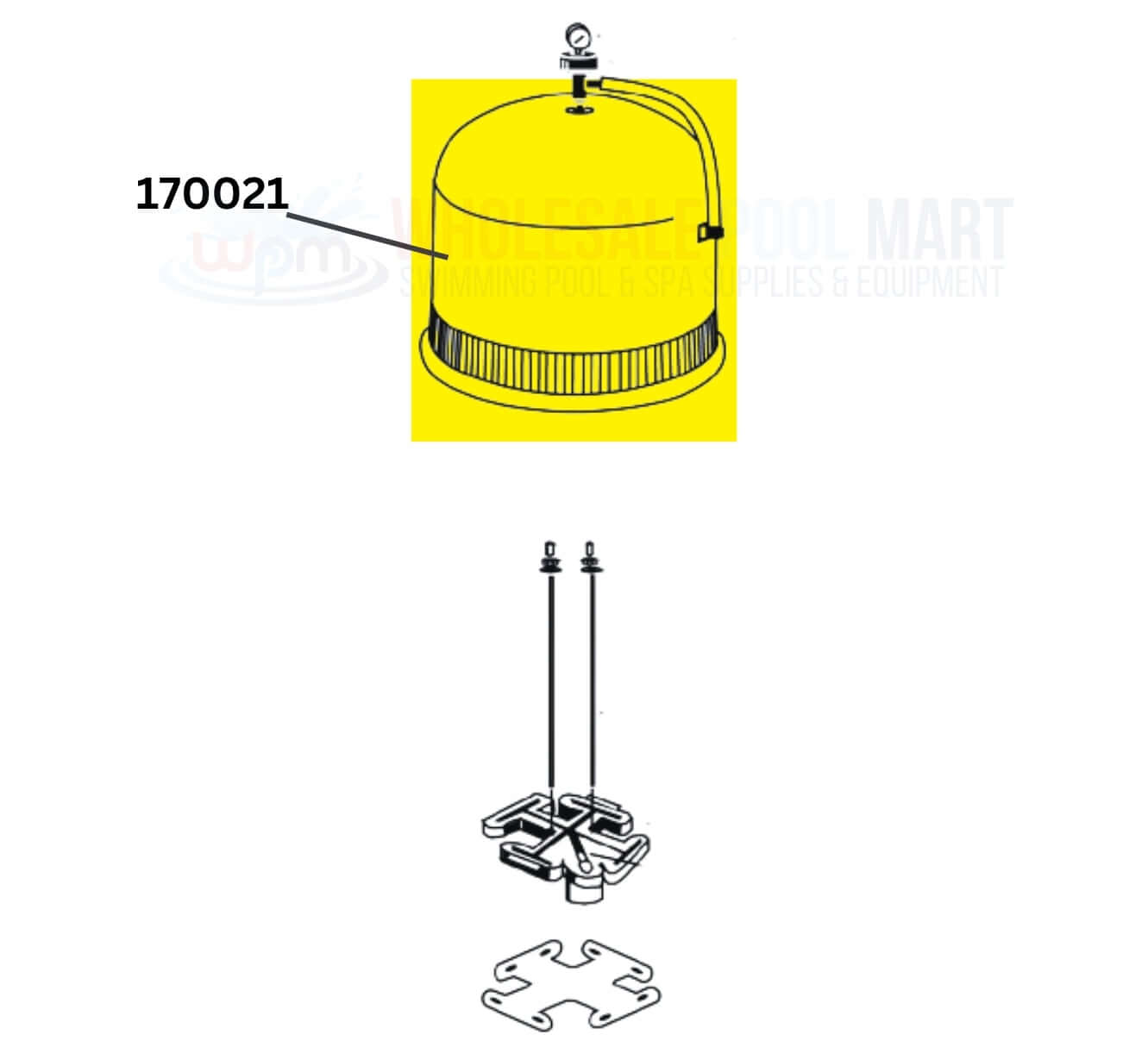 Pentair FNS Plus filter lid assembly 170021 for 48 sq. ft. tank replacement from Wholesale Pool Mart WPM.