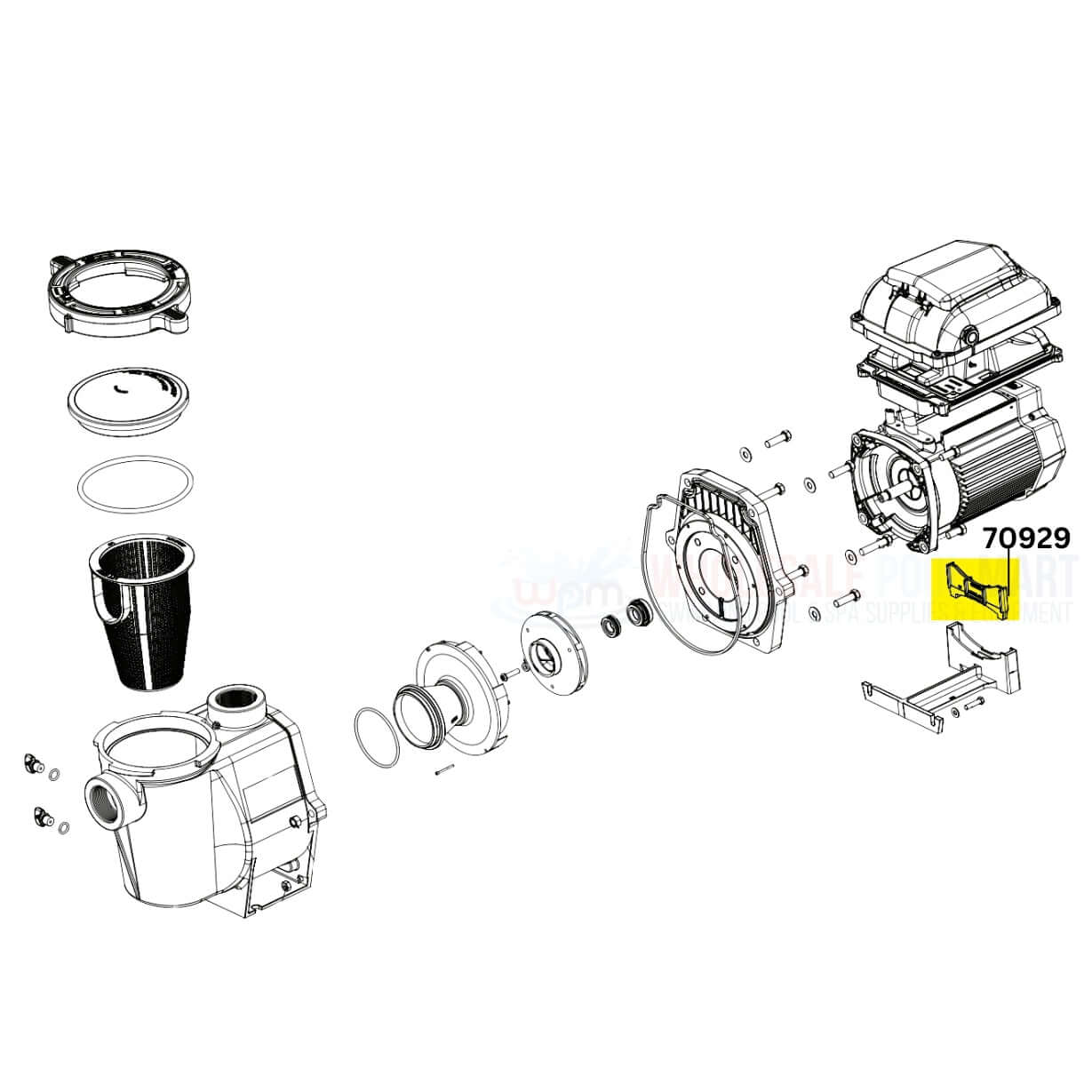Pentair Foot Insert 070929 diagram for Whisperflo & Intelliflo Pumps. Wholesale Pool Mart WPM.