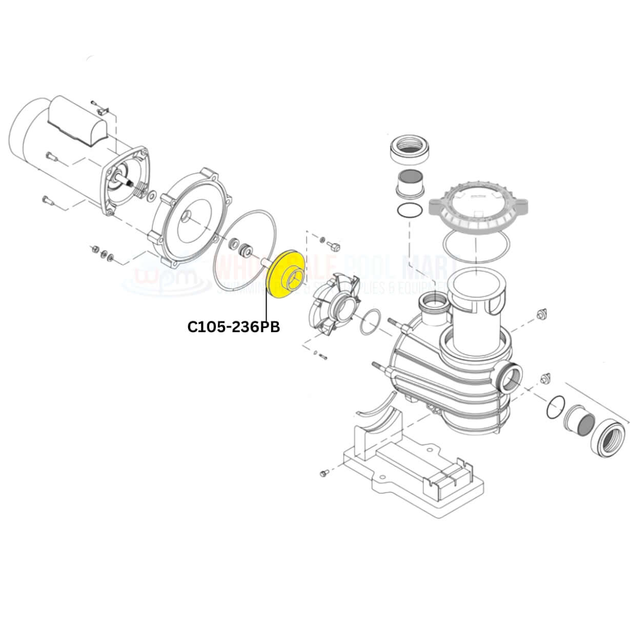 Pentair DynaGlas DynaMax Pump Parts Diagram, C105-236PB Impeller by Wholesale Pool Mart WPM