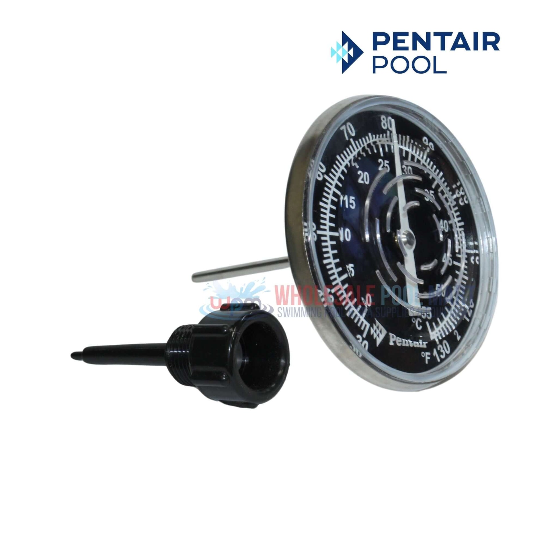 Pentair Inline Thermometer with Nylon Well for precise pool temperature readings 30-130. Wholesale Pool Mart WPM.
