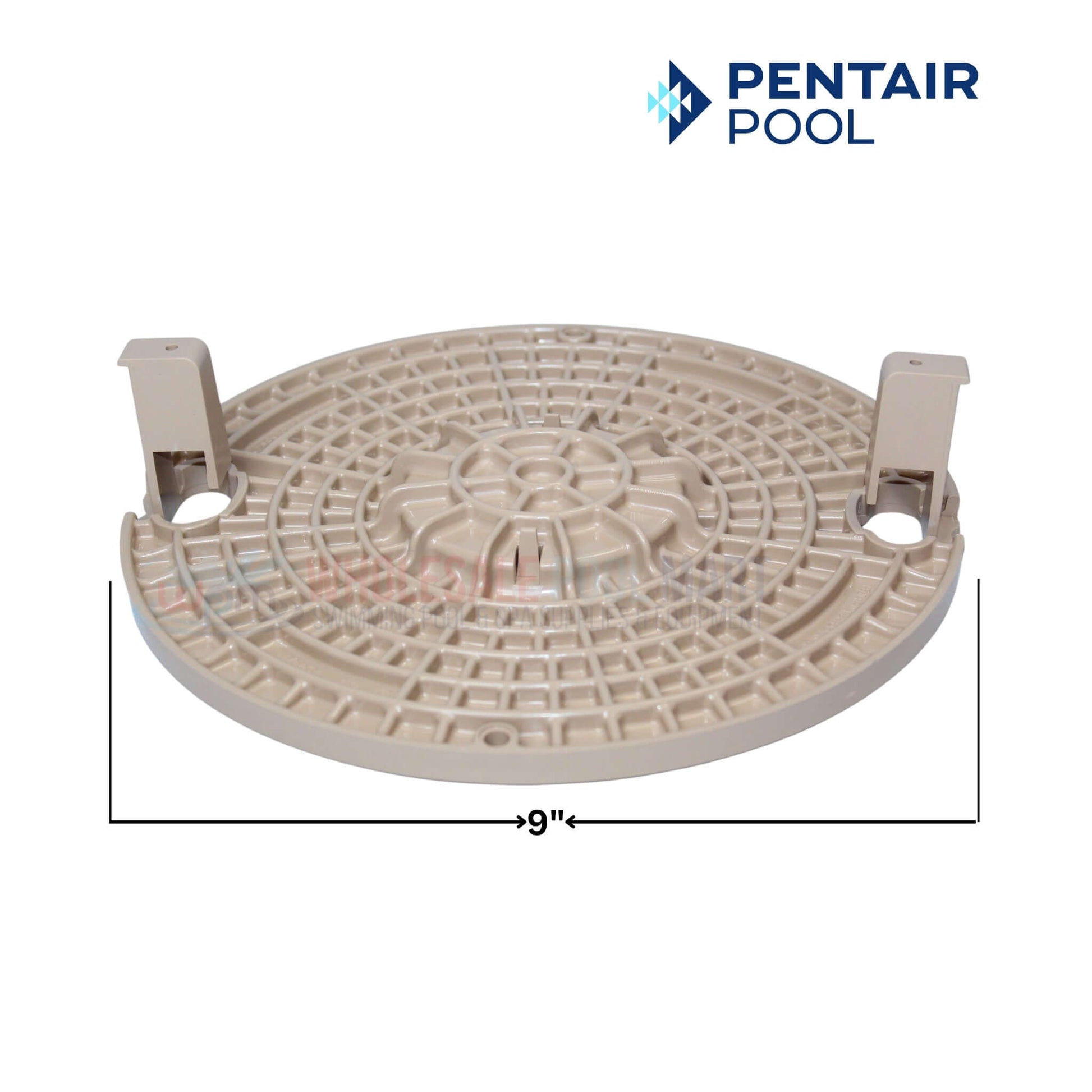 Pentair Lock Down Lid for Admiral Skimmers in tan, 9-inch diameter, from Wholesale Pool Mart (WPM).