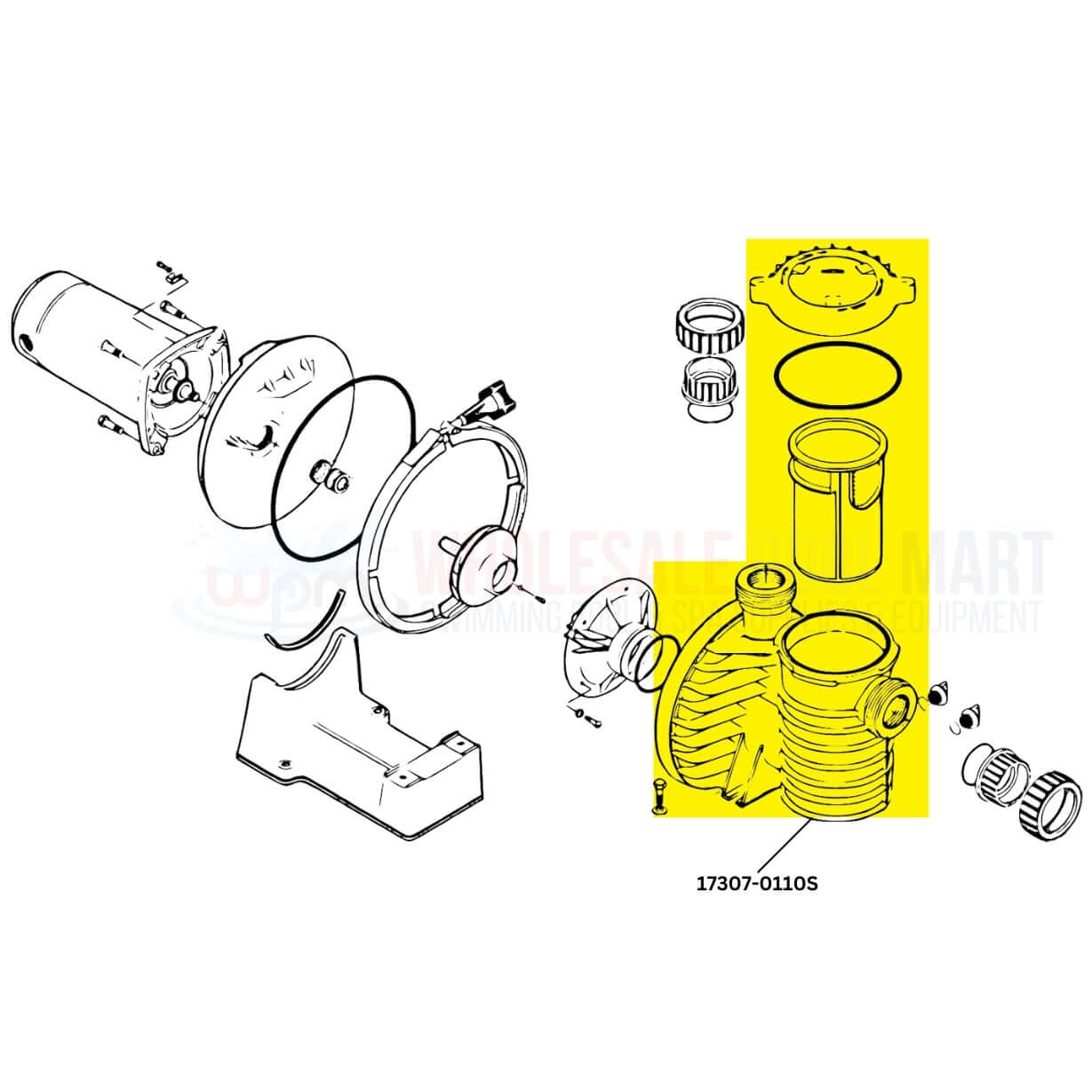 Pentair Tank Body Sta-Rite Max-E-Pro 17307-0110S parts diagram from Wholesale Pool Mart WPM for pump maintenance.