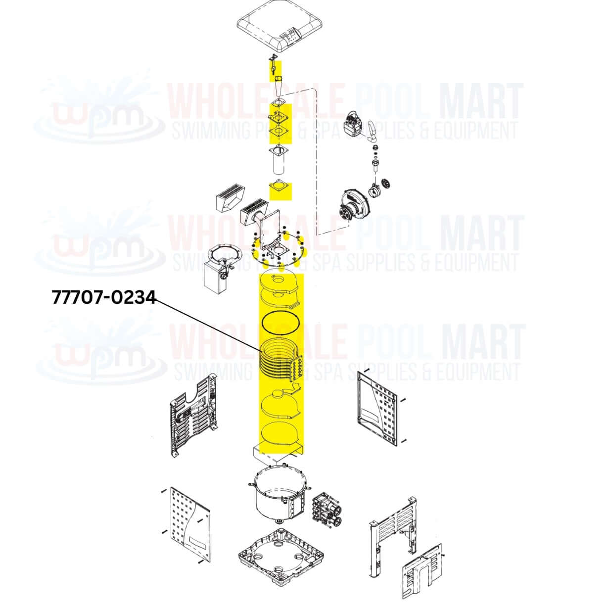 Pentair Tube Sheet Coil Assembly 77707-0234 for MasterTemp Max-E-Therm 400 heaters at Wholesale Pool Mart WPM