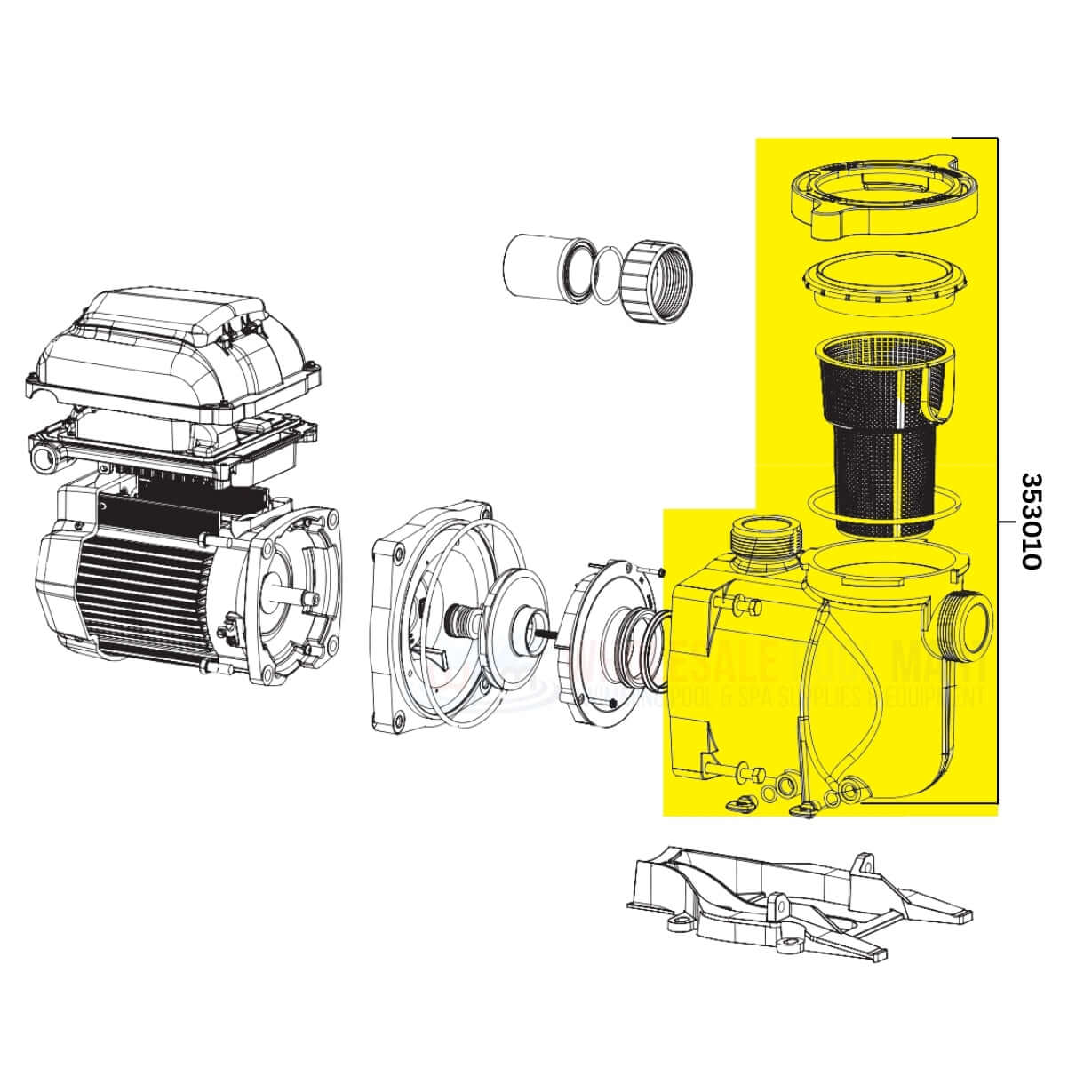 Pentair Volute Assembly 353010 for Superflo Pumps, featured by Wholesale Pool Mart WPM, ensures optimal performance and durability.