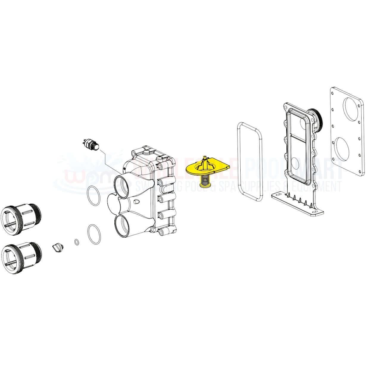 Pentair Water Bypass Assembly ETI 400 Gas Pool Heater parts diagram, Wholesale Pool Mart WPM, compatible with model 475621.