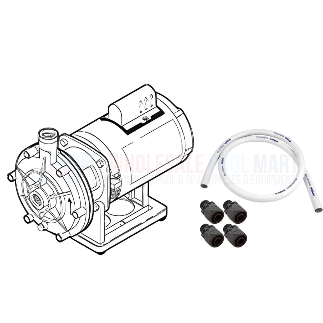 Polaris PB4-60 Booster Pump for pressure cleaners with hoses and fittings from Wholesale Pool Mart WPM.