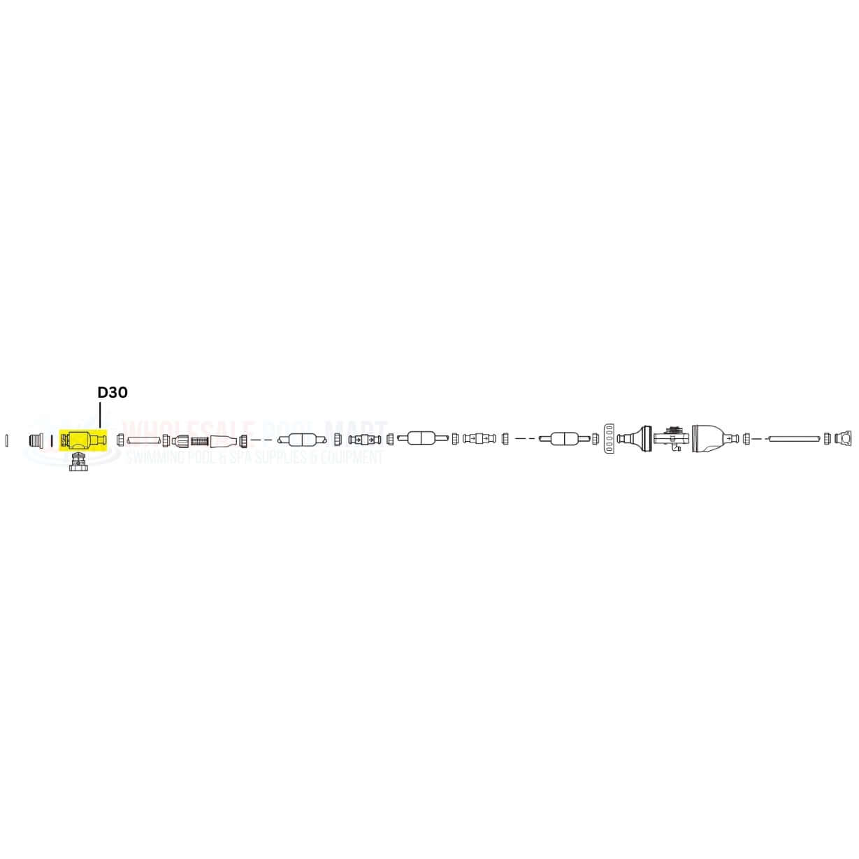 Diagram of Polaris UWF Quick Disconnect D30, replacement for cleaners from Wholesale Pool Mart WPM.
