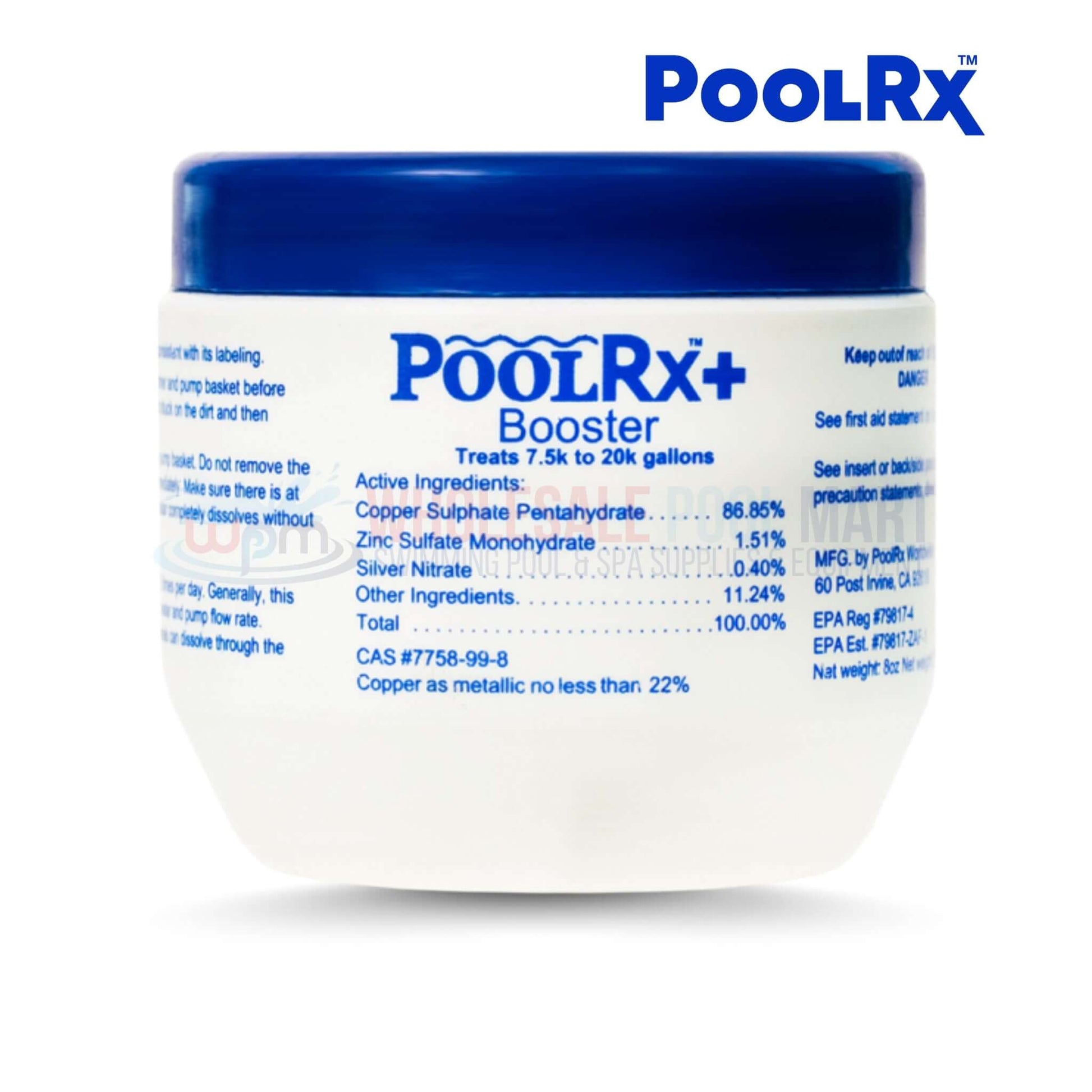 PoolRX+ Booster Blue Unit for pools 7.5K-20K gallons, from Wholesale Pool Mart WPM, EPA registered 332004.