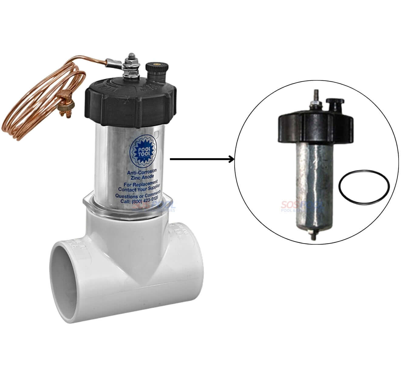 Inline Zinc Anode Replacement Kit 104-C-R by Wholesale Pool Mart WPM for corrosion protection in pools.